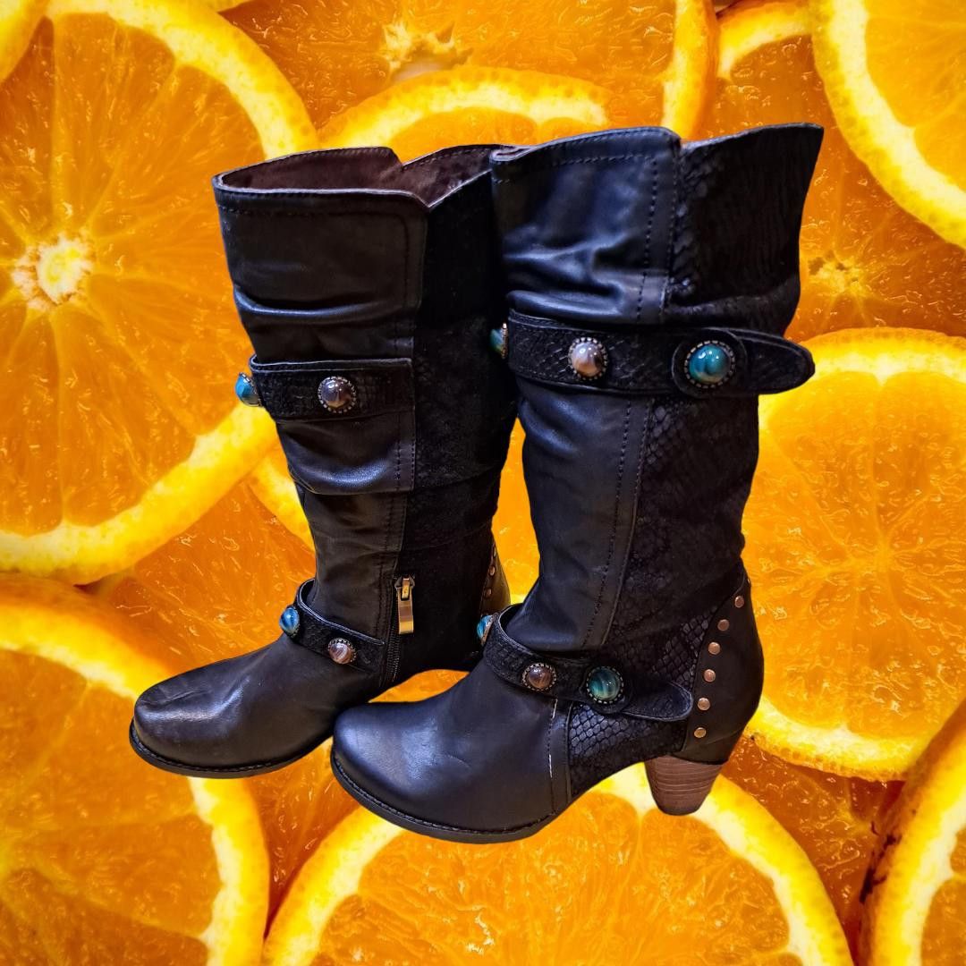 Other Promenade Black Heeled Boots with Stones Size 36 Size US 5.5 / IT 35.5 - 1 Thumbnail