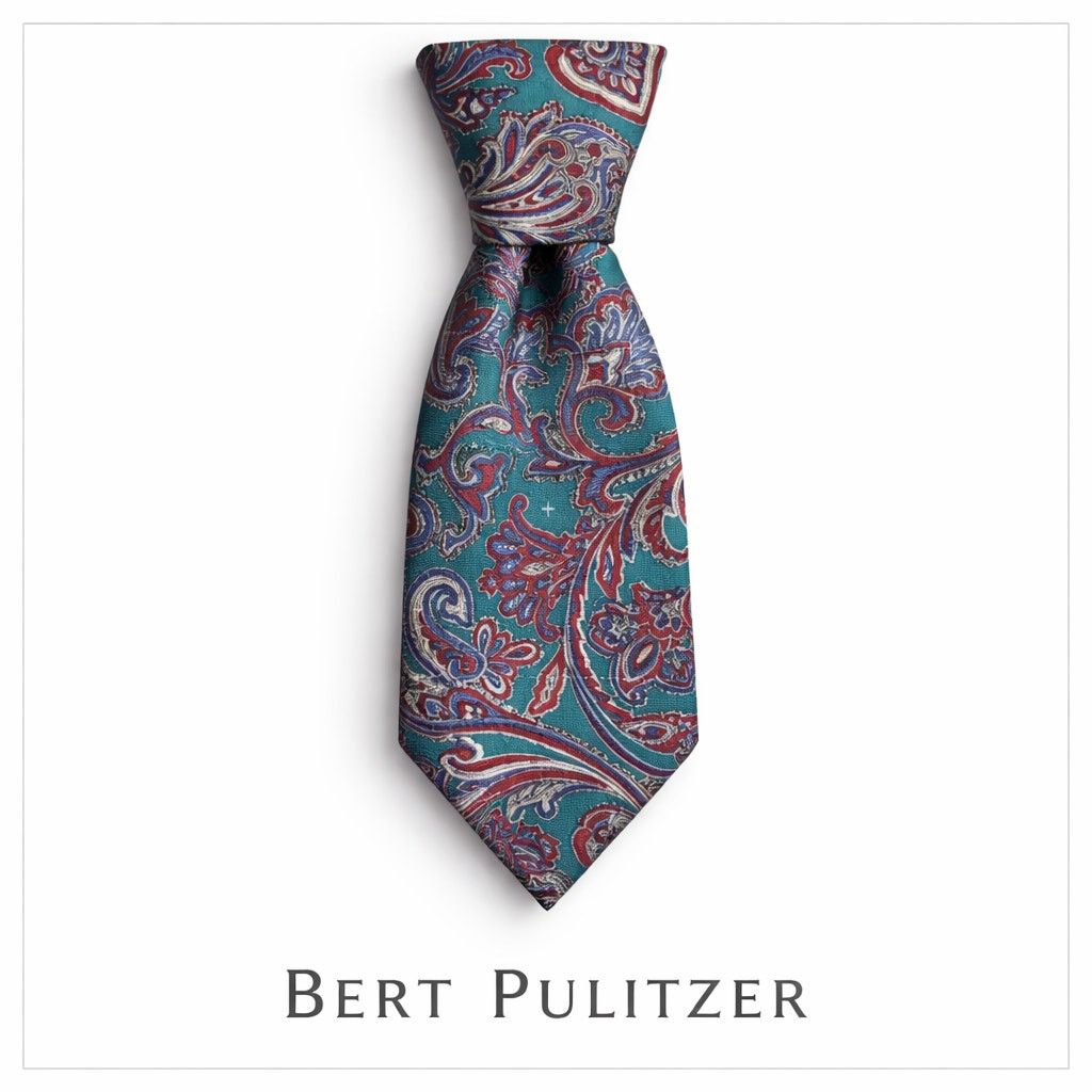 Bert Pulitzer Bert Pulitzer Purple Turquoise Paisley Neck Tie 62” x 4” Size ONE SIZE - 1 Thumbnail