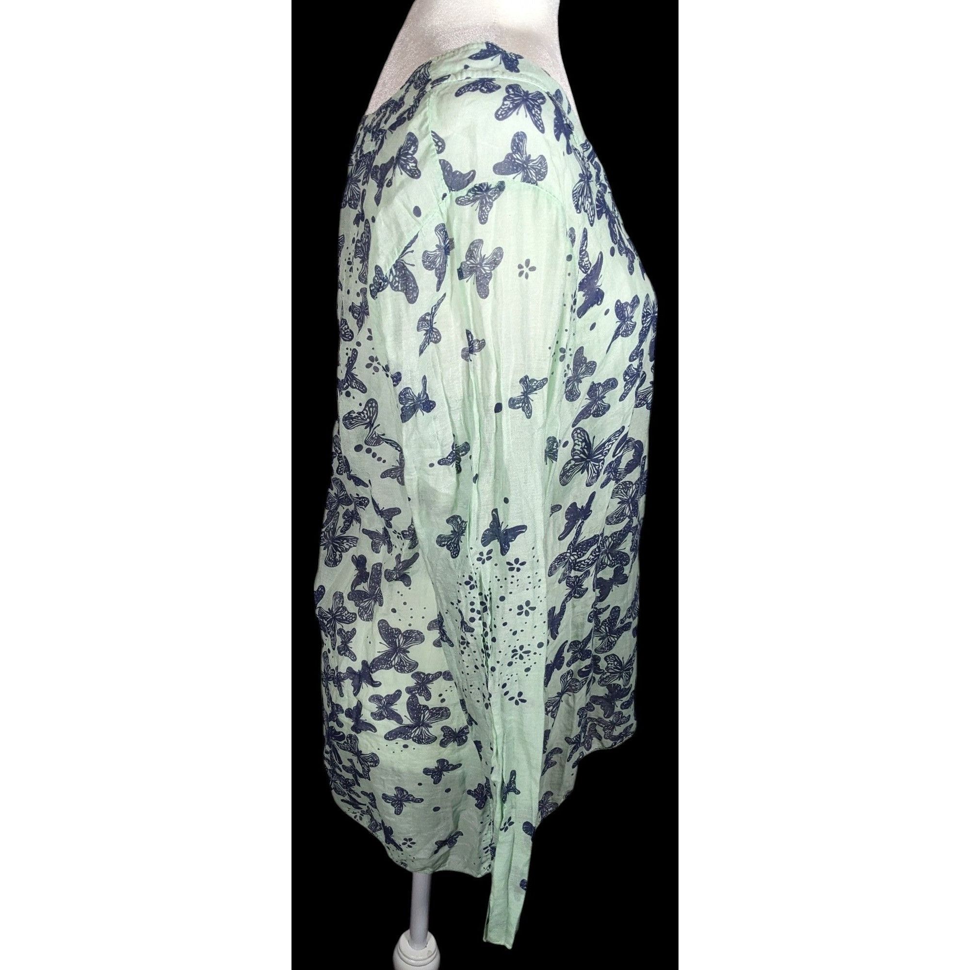Other N & Willow Italy Bohemian Butterfly Blue And Green Top Size M / US 6-8 / IT 42-44 - 3 Thumbnail