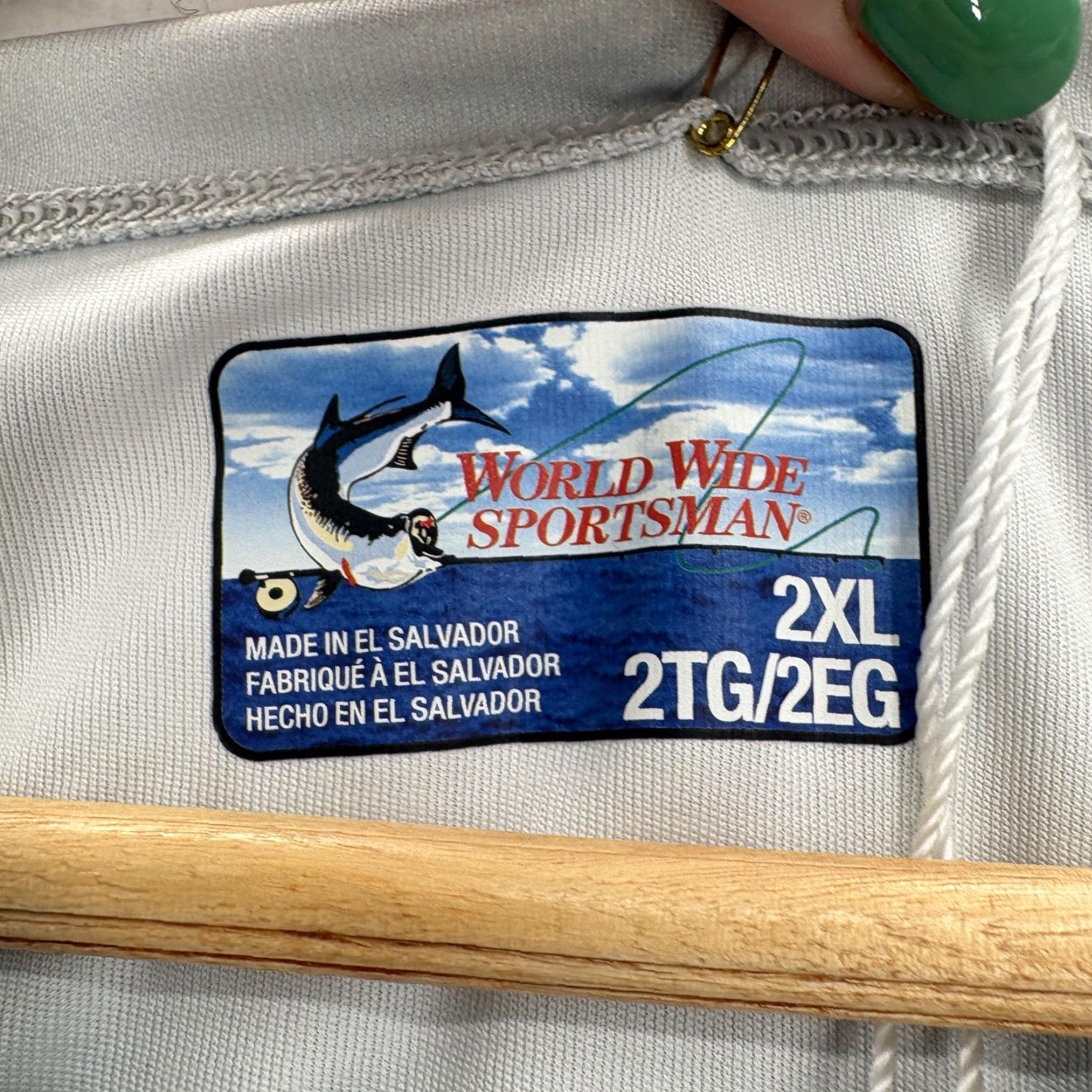 Vintage World Wide Sportsman Shirt Mens 2XL Gray Long Sleeve Fishing Marlin Graphic NWT Size US XXL / EU 58 / 5 - 6 Thumbnail