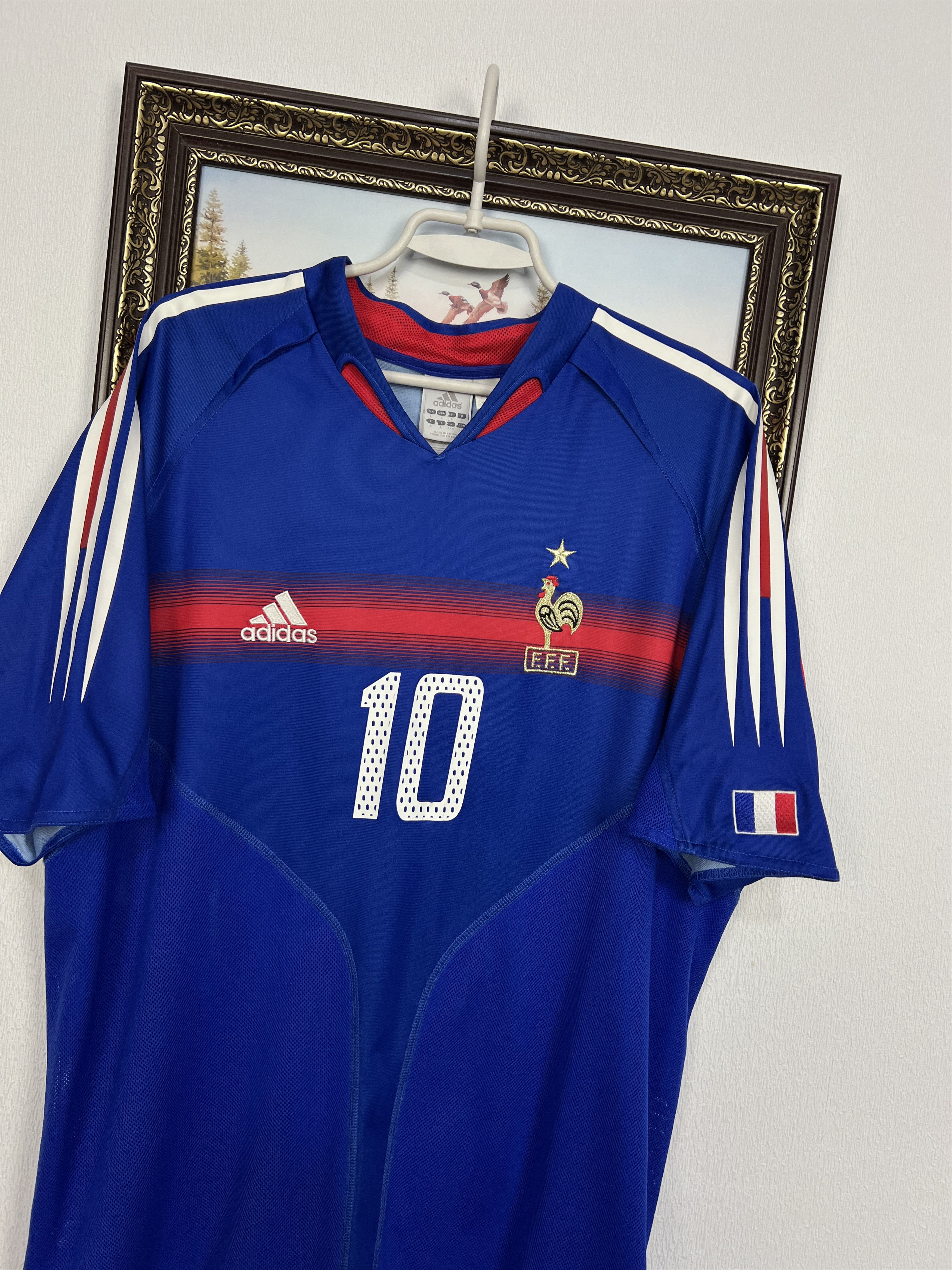 Adidas France football shirt 2004 Soccer #10 Zidane Jersey Trikot Size US L / EU 52-54 / 3 - 5 Thumbnail