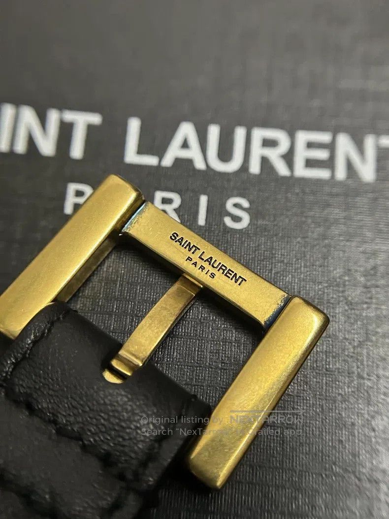 Saint Laurent Paris Saint Laurent Paris Black gold logo emblem needle buckle b Size ONE SIZE - 4 Thumbnail