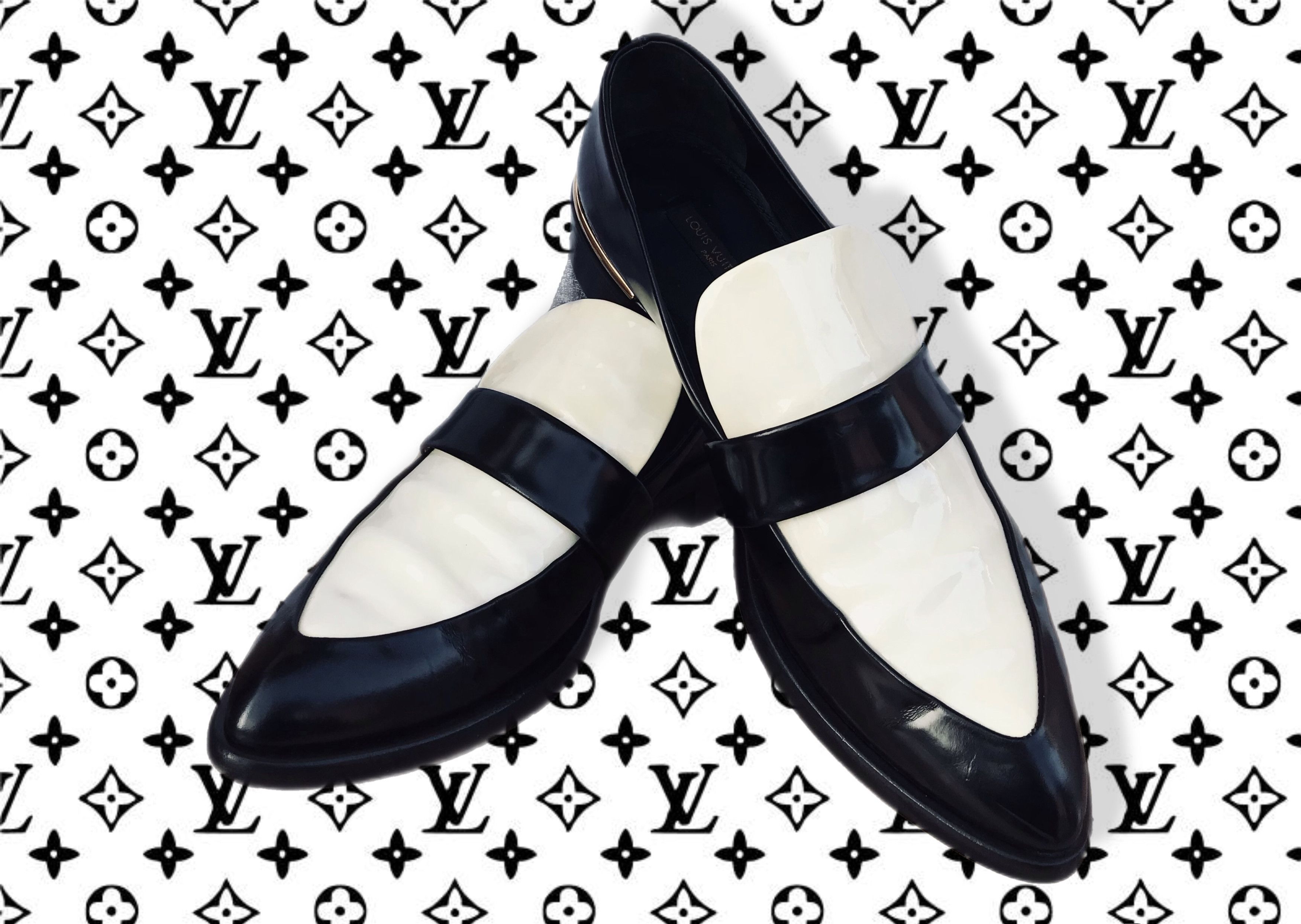Louis Vuitton Louis Vuitton Loafers Black White Slip On Flats Leather Size US 7.5 / IT 37.5 - 5 Thumbnail