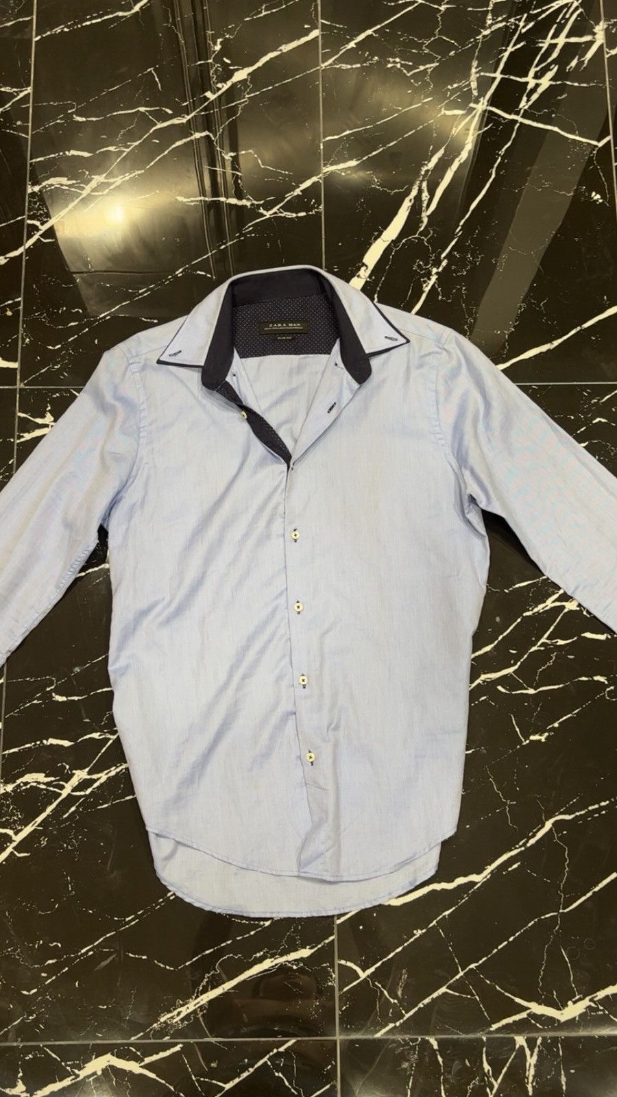 Zara Zara Mens Sky Blue Dress Shirt Size 40S - 2 Thumbnail