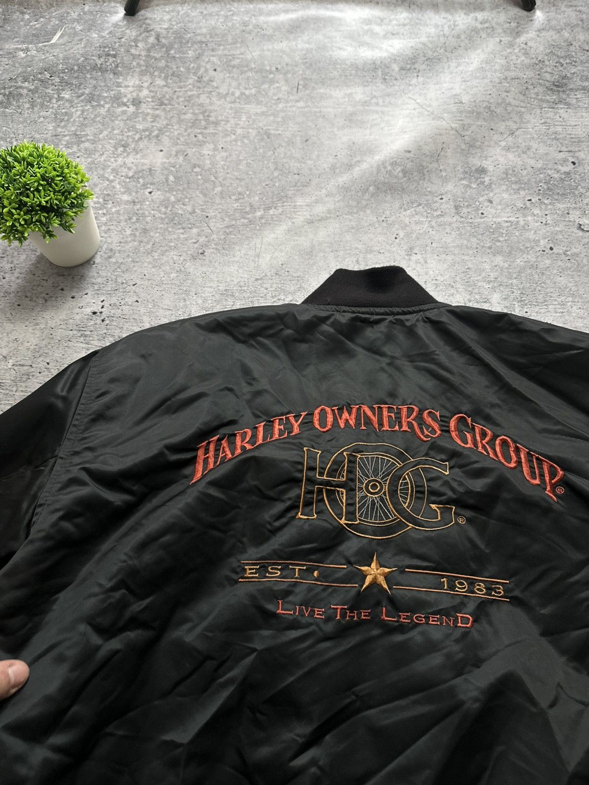 Harley Davidson Vintage Harley Davidson Motorcycle OWNERS HOG Satin Jacket! Size US L / EU 52-54 / 3 - 12 Thumbnail