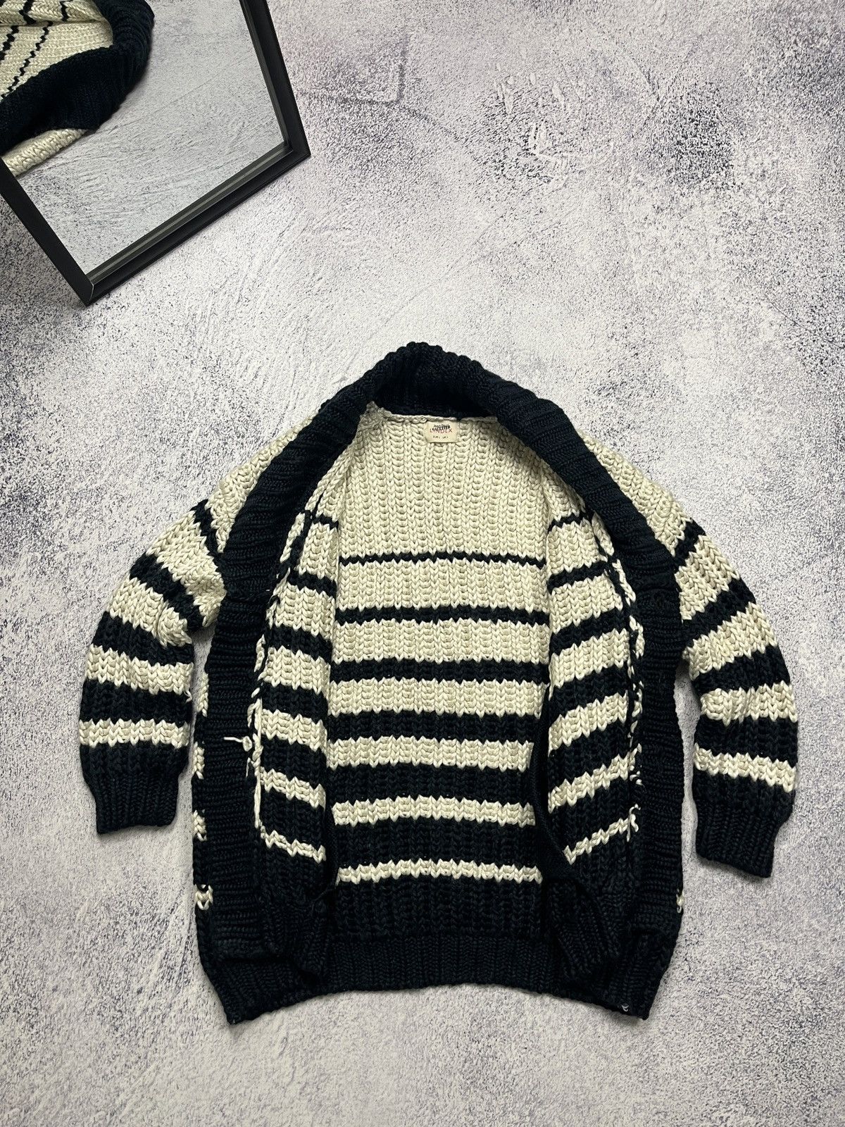 Jean Paul Gaultier Women's Jean Paul Gaultier Lindex Wool Black White Cardigan Size L / US 10 / IT 46 - 9 Thumbnail