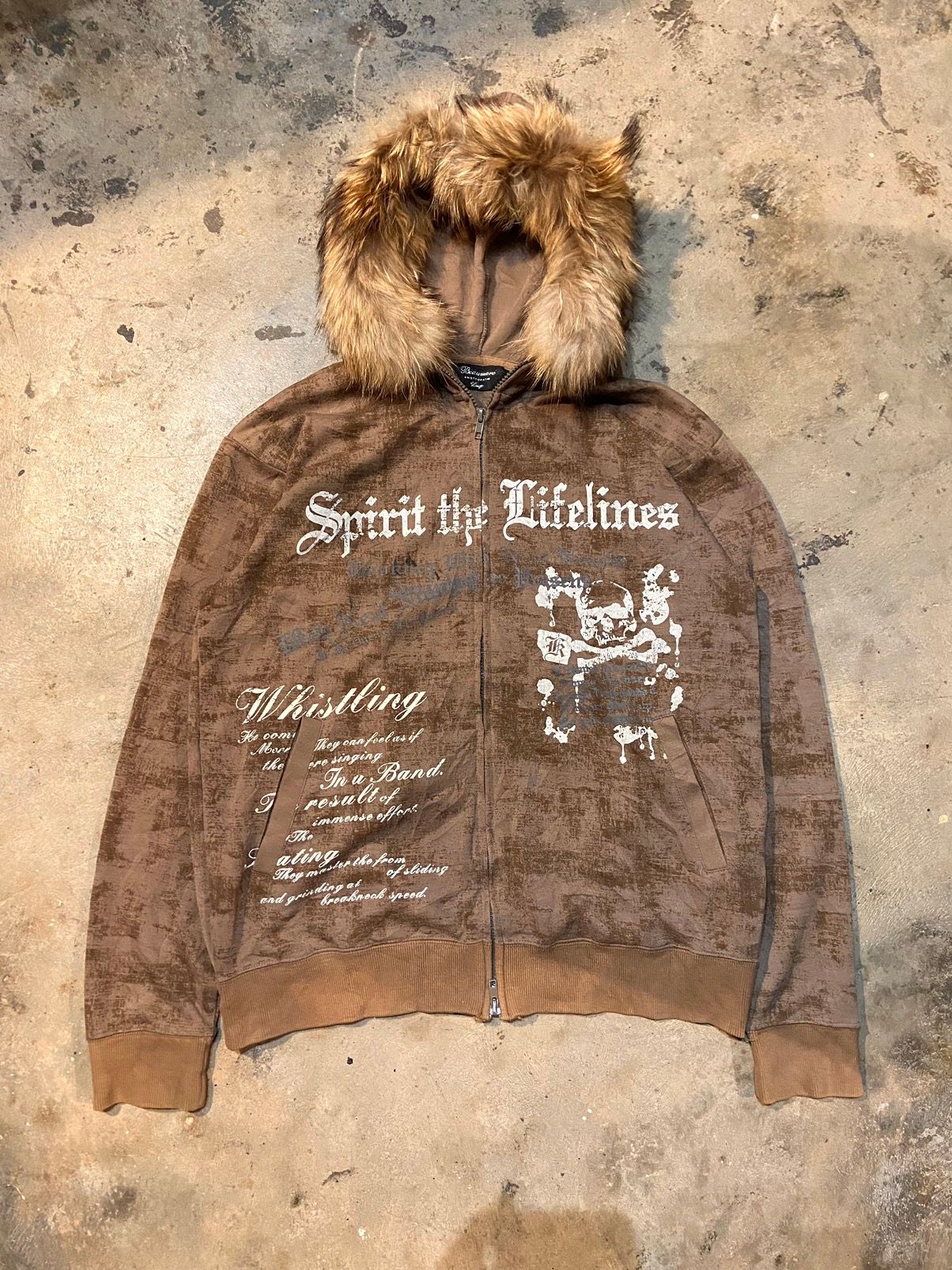 Pre-owned Hysteric Glamour X If Six Was Nine Beaumere Spirit The Lifelines Fur Punk Style Zip Hoodie In Brown