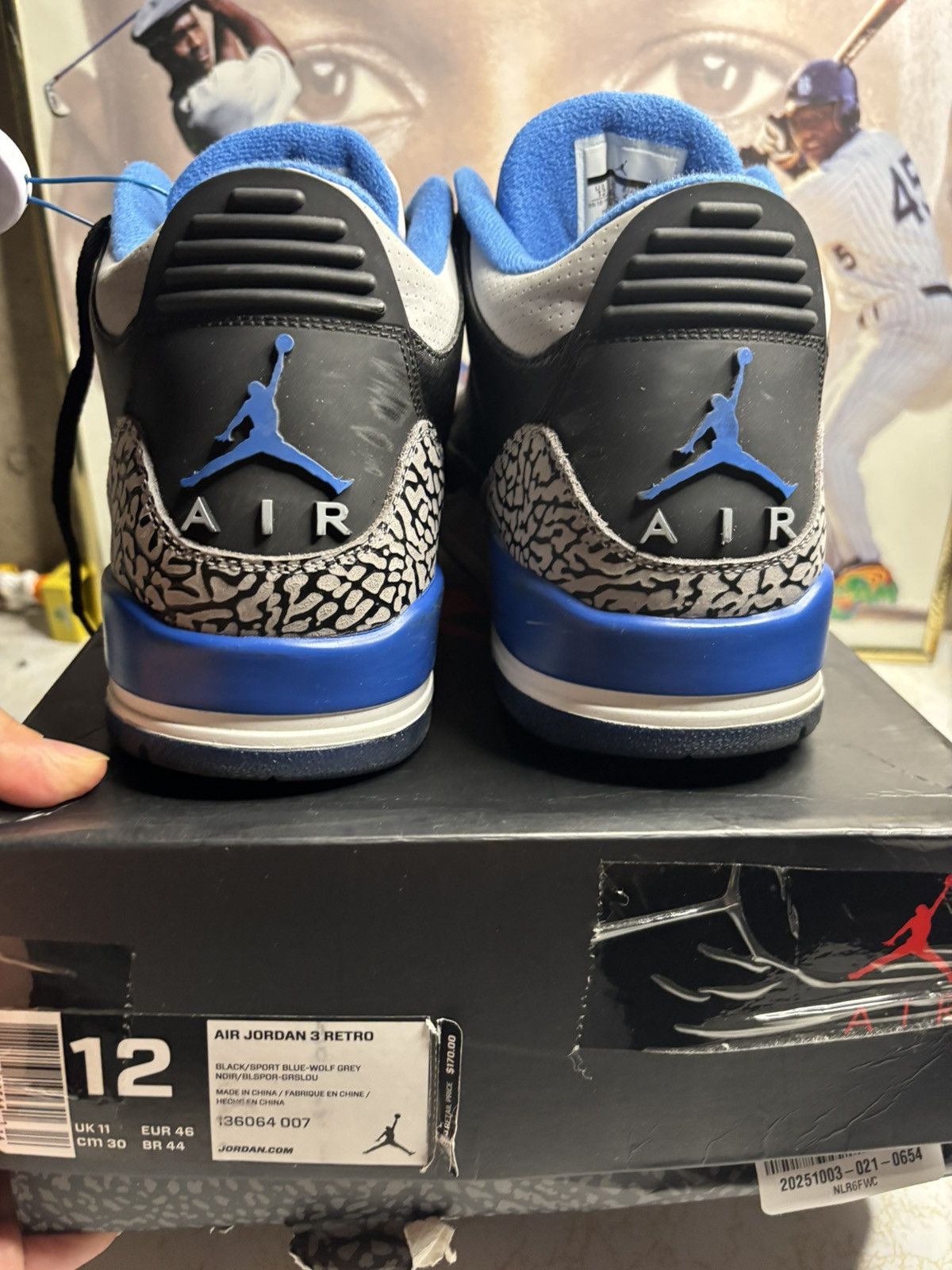 Jordan Brand Jordan Retro 3 ‘sport blue’ Size US 12 / EU 45 - 7 Thumbnail