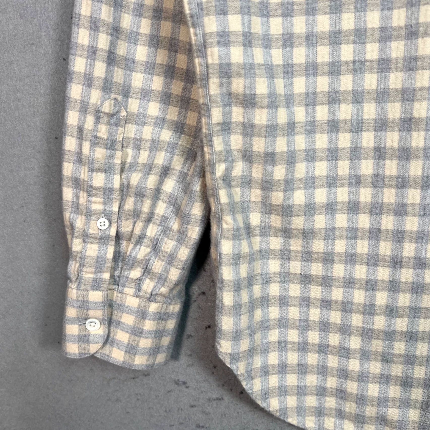 Billy Reid Billy Reid Mens Small Beige Gingham Button-Up Shirt Long-Sleeve Made In Italy Size US S / EU 44-46 / 1 - 7 Thumbnail