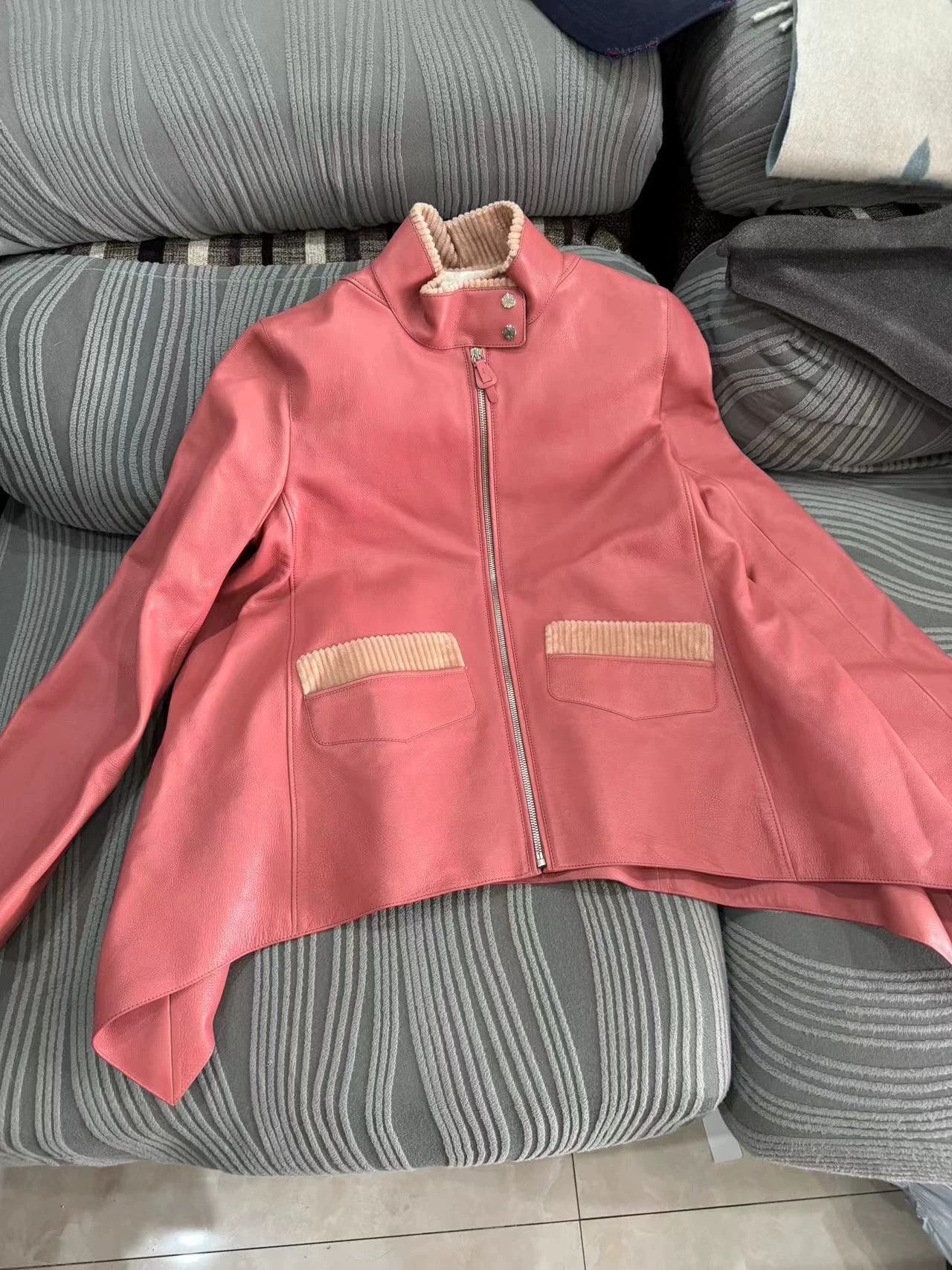 Hermes Hermès Watermelon Red Cowhide Leather Jacket New Unworn Size XS / US 0-2 / IT 36-38 - 1 Thumbnail