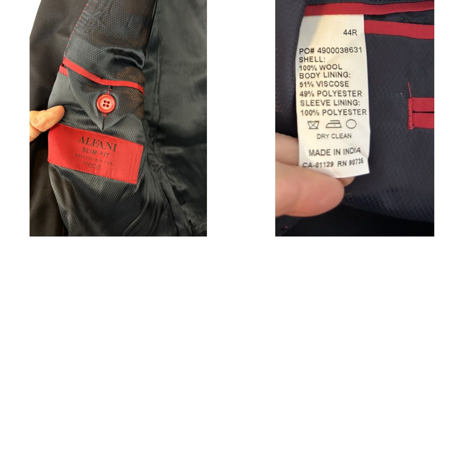Alfani Alfani Blazer Mens 44R Wool Navy Two-Button Single-Breasted Slim Regular Jacket Coat, 2 Button, Blue, Wool, Sport Coat, Men, 44R Size 44R - 8 Thumbnail