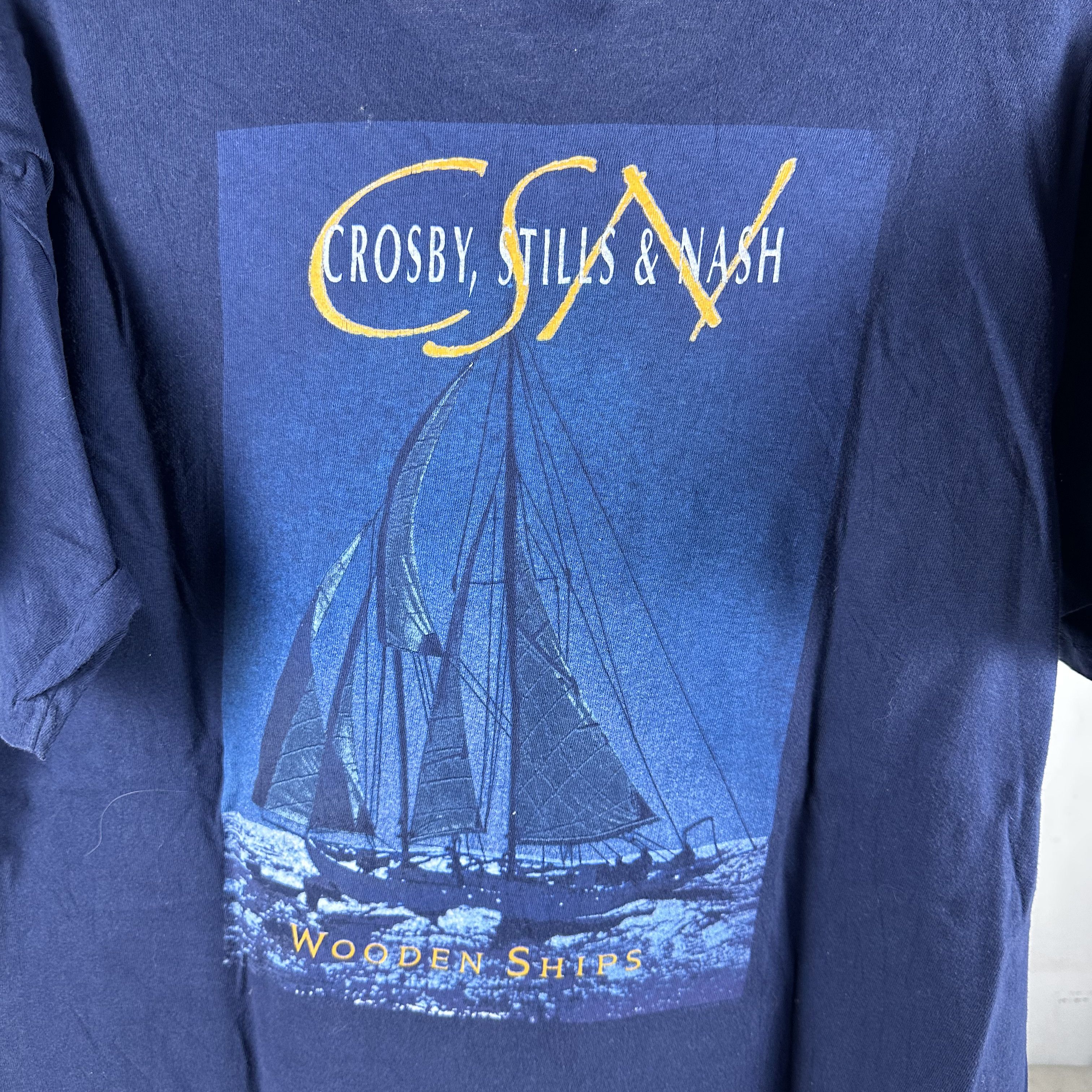 Vintage Vintage 90s Crosby, Stills & Nash Wooden Ships Tour T-shirt Size US XL / EU 56 / 4 - 4 Thumbnail