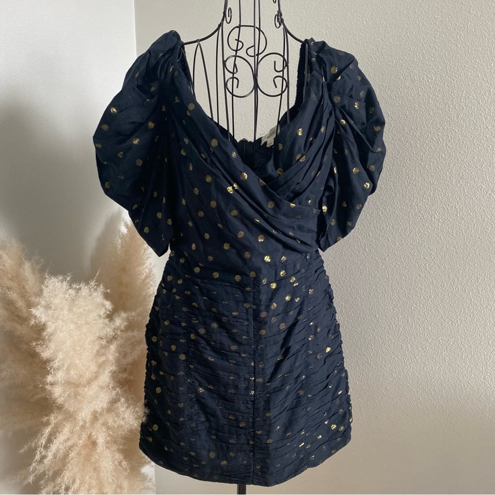image of Valiante Becs Puff Sleeve Mini Dress New Small in Black, Women's