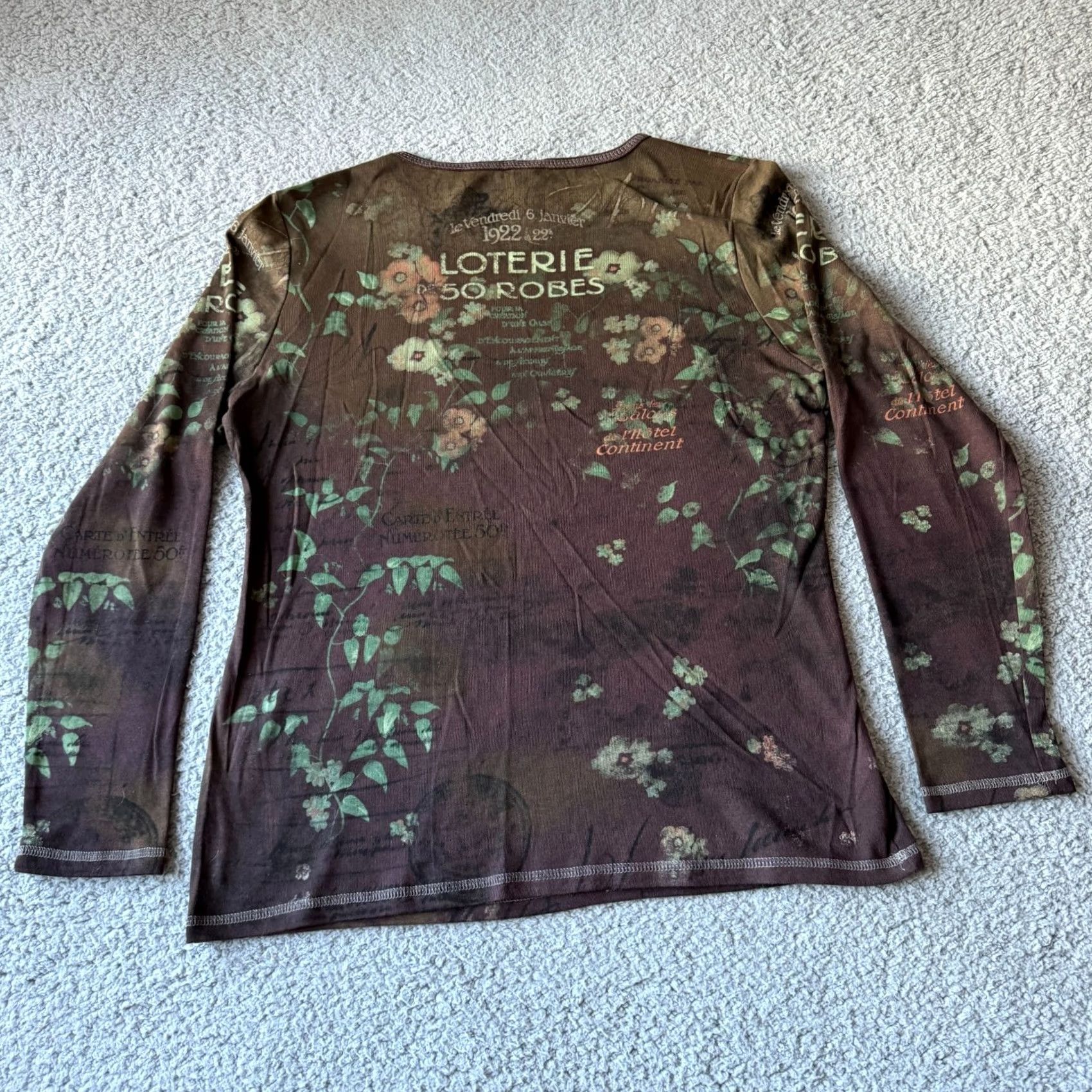 Vintage VINTAGE Gitano Top Womens XL Brown Floral Graphic Tee T Shirt USA 90s Size XL / US 12-14 / IT 48-50 - 6 Thumbnail