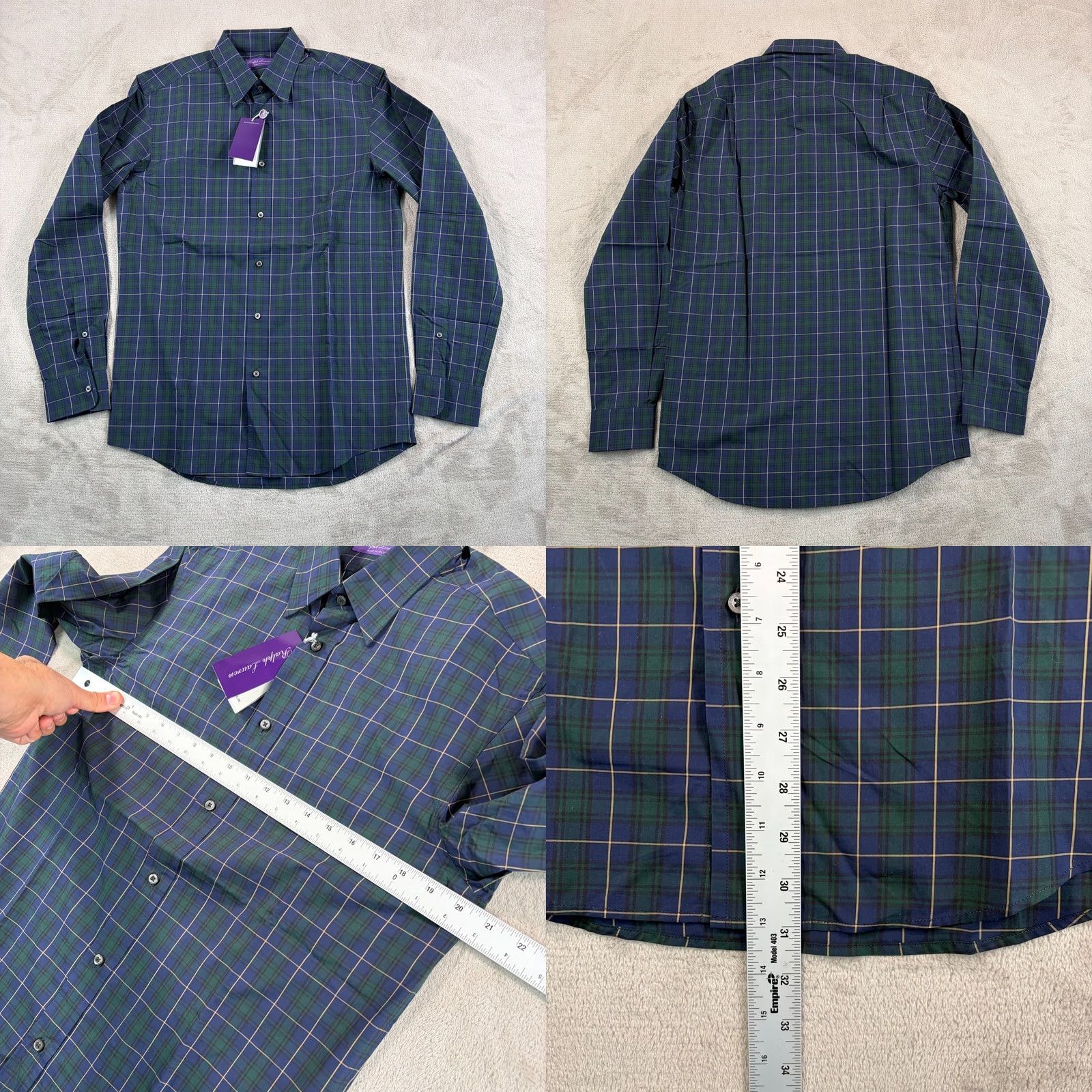 Ralph Lauren Purple Label Ralph Lauren Purple Label Poplin Shirt Blackwatch Navy Plaid Men M NWT Button-Up Collared Long Sleeve, Cotton, Regular Fit, Made in Italy, 495 MSRP Size US M / EU 48-50 / 2 - 8 Thumbnail