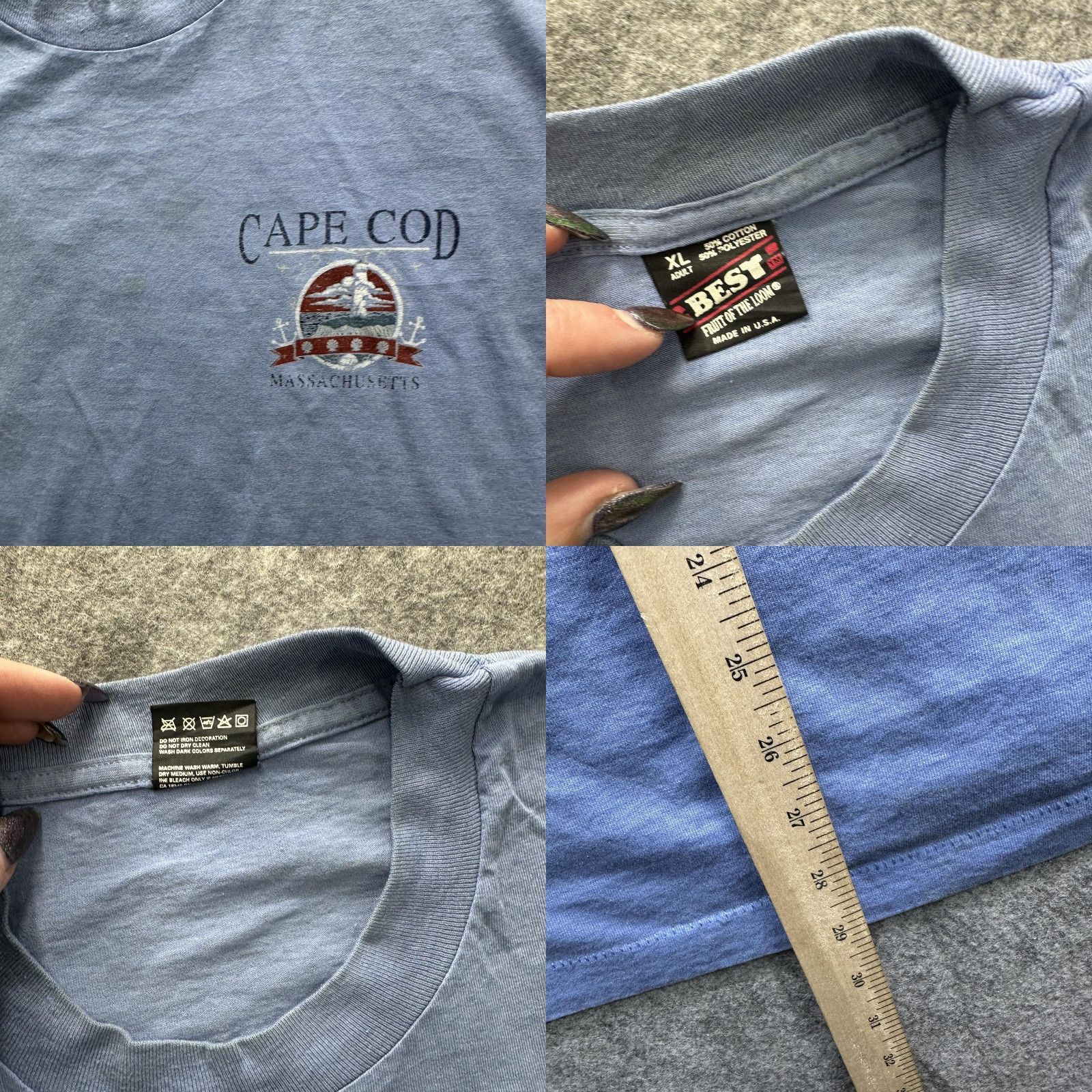 Fruit Of The Loom VINTAGE Cape Cod Shirt Mens XL Blue Massachusetts Souvenir 90s Fruit Loom Crew Neck Short Sleeve Graphic Print T-Shirt Mens Size US XL / EU 56 / 4 - 8 Thumbnail