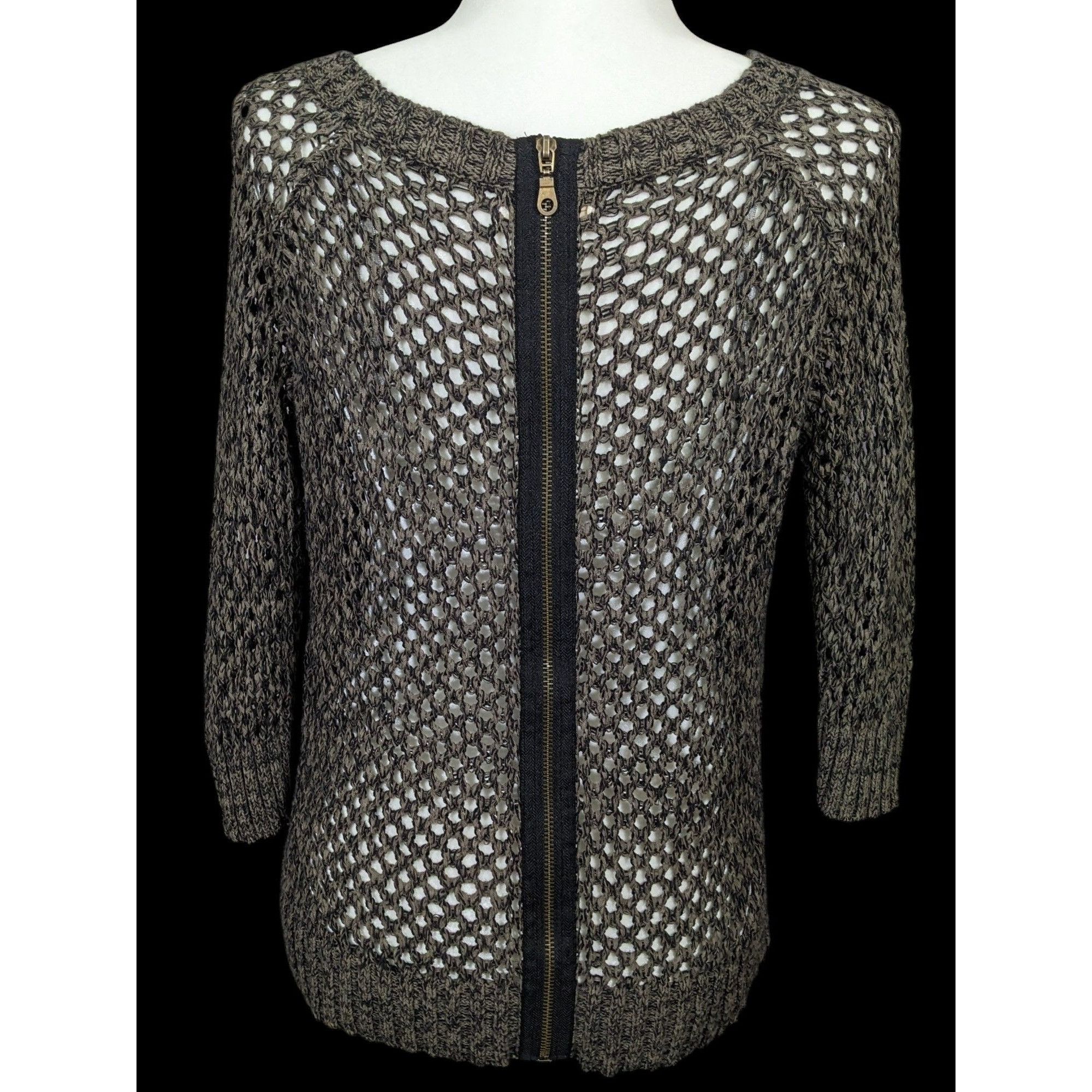Other Trendy Grunge Mesh Zipper Accent Sheer Sweater Size M / US 6-8 / IT 42-44 - 2 Thumbnail