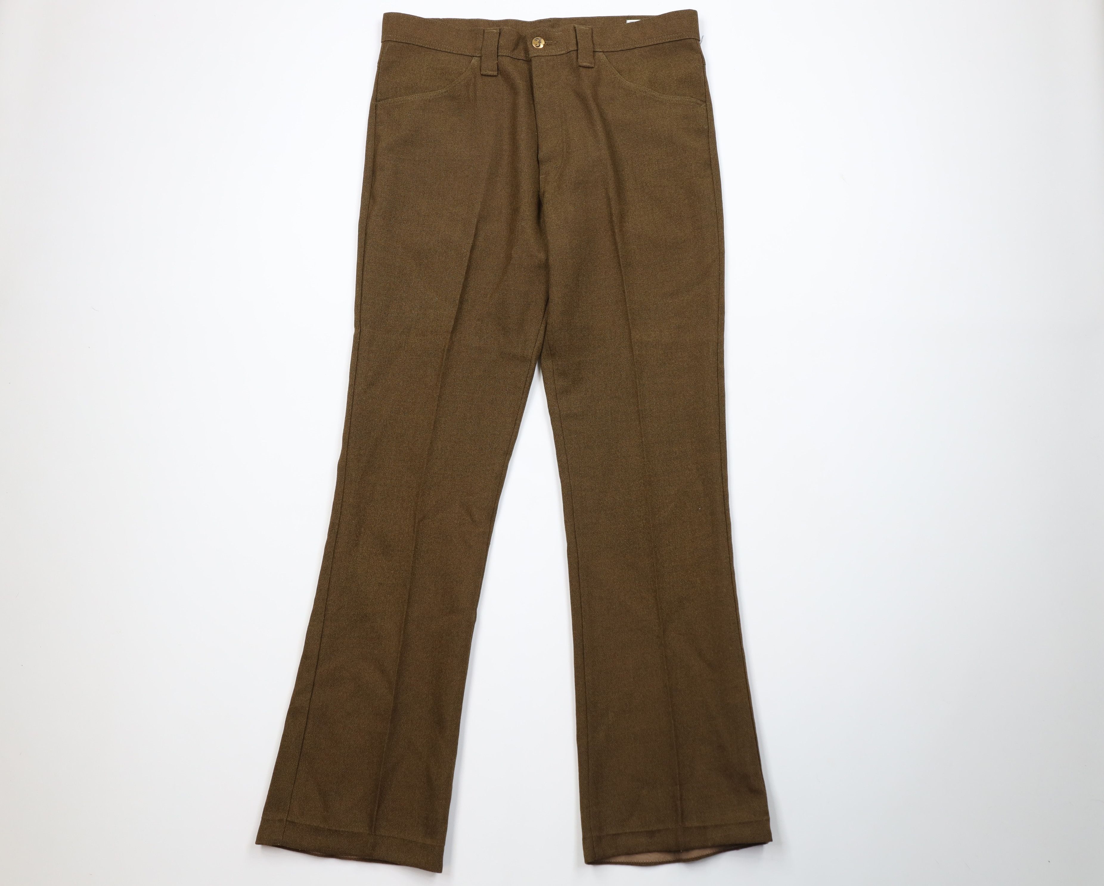 Vintage Vintage 70s Streetwear Burlap Knit Wide Leg Pants Brown USA Size US 32 / EU 48 - 1 Thumbnail