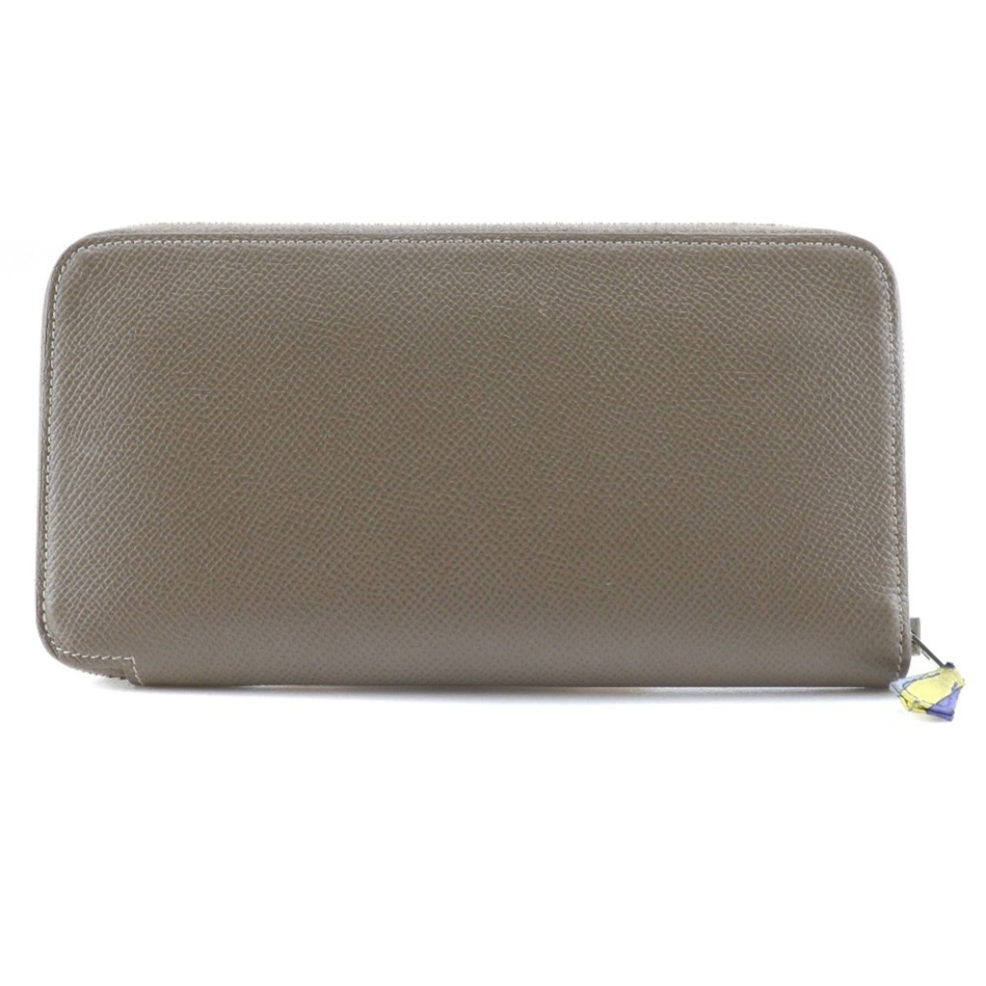 image of Hermes Azap Long Silk Inn Wallet Vaux Epson Etoupe Made In France 2014 Brown R Zipper Ladies in Bla
