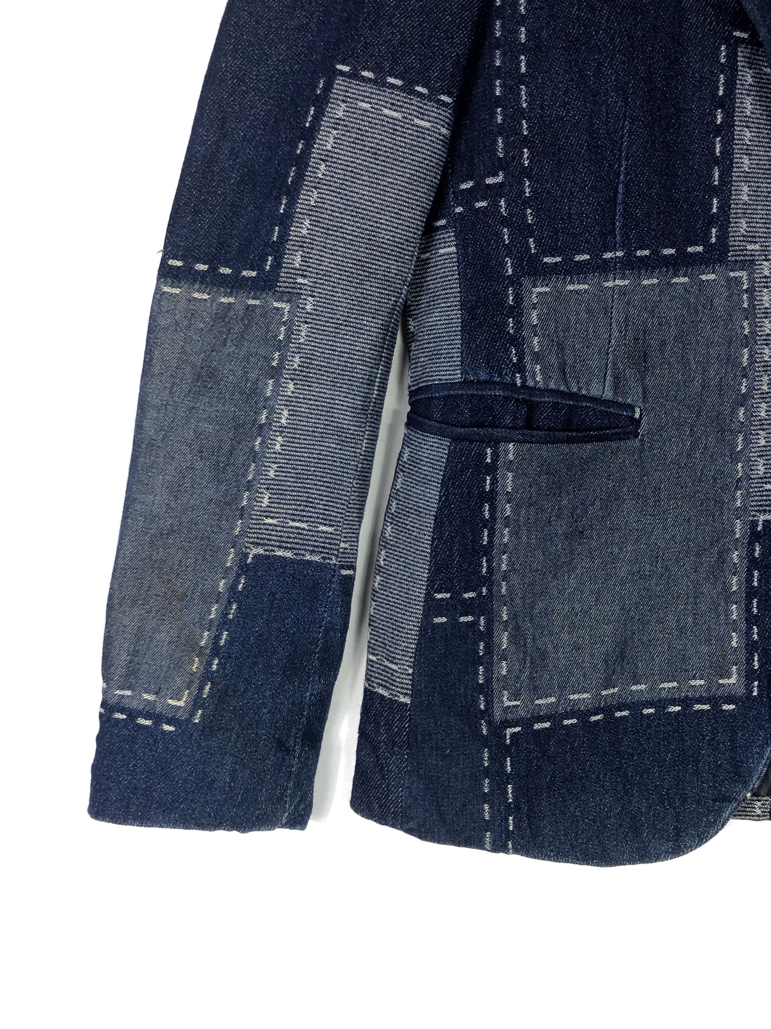 Designer × Indigo × Japanese Brand 5-POCKETS UNISEX COTTON DENIM PATCHWORK PRINT BLAZER COAT Size US XS / EU 42 / 0 - 9 Thumbnail