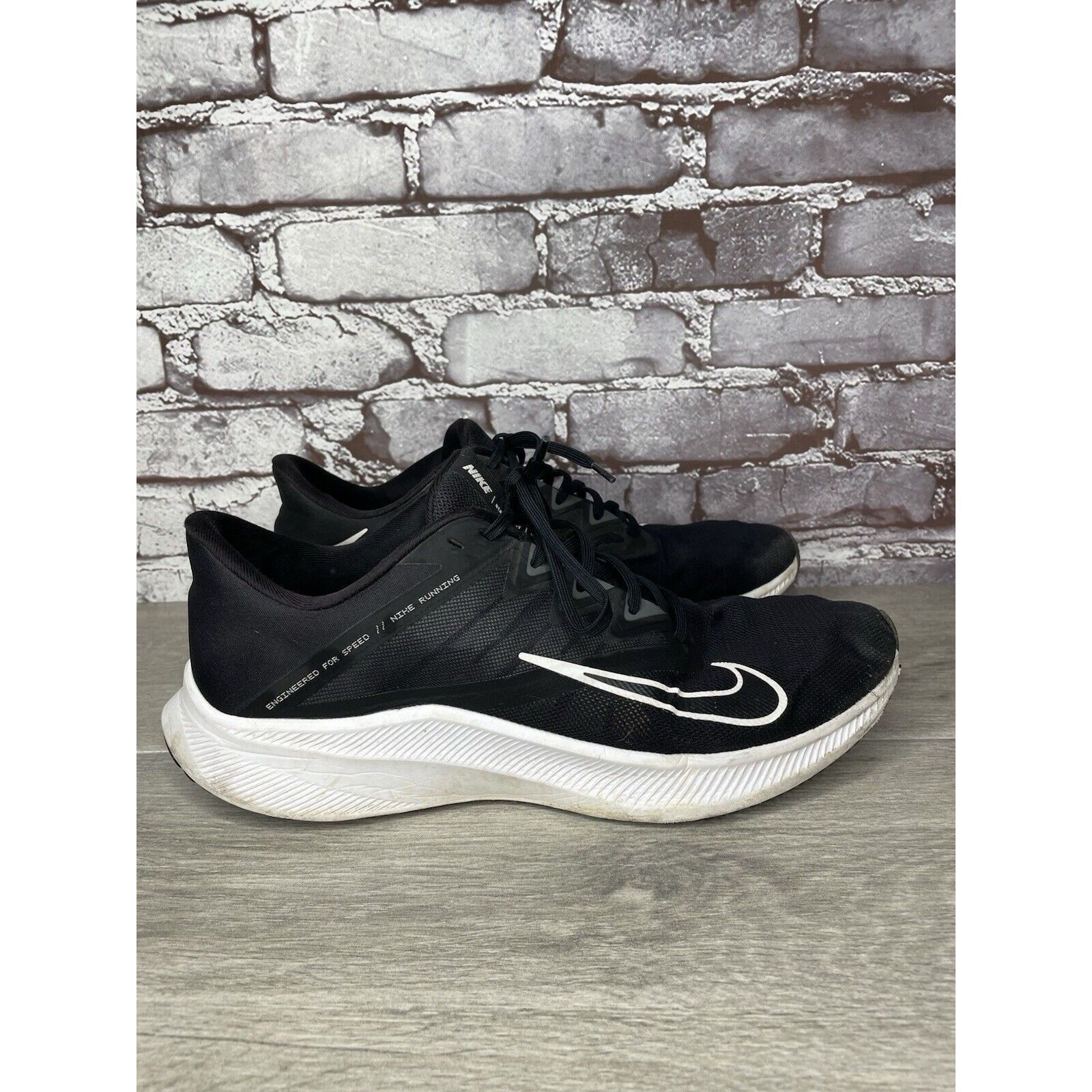 Nike Nike Quest 3 Running Black Mesh Synthetic White Lace Up Shoe Size US 11 / EU 44 - 19 Thumbnail