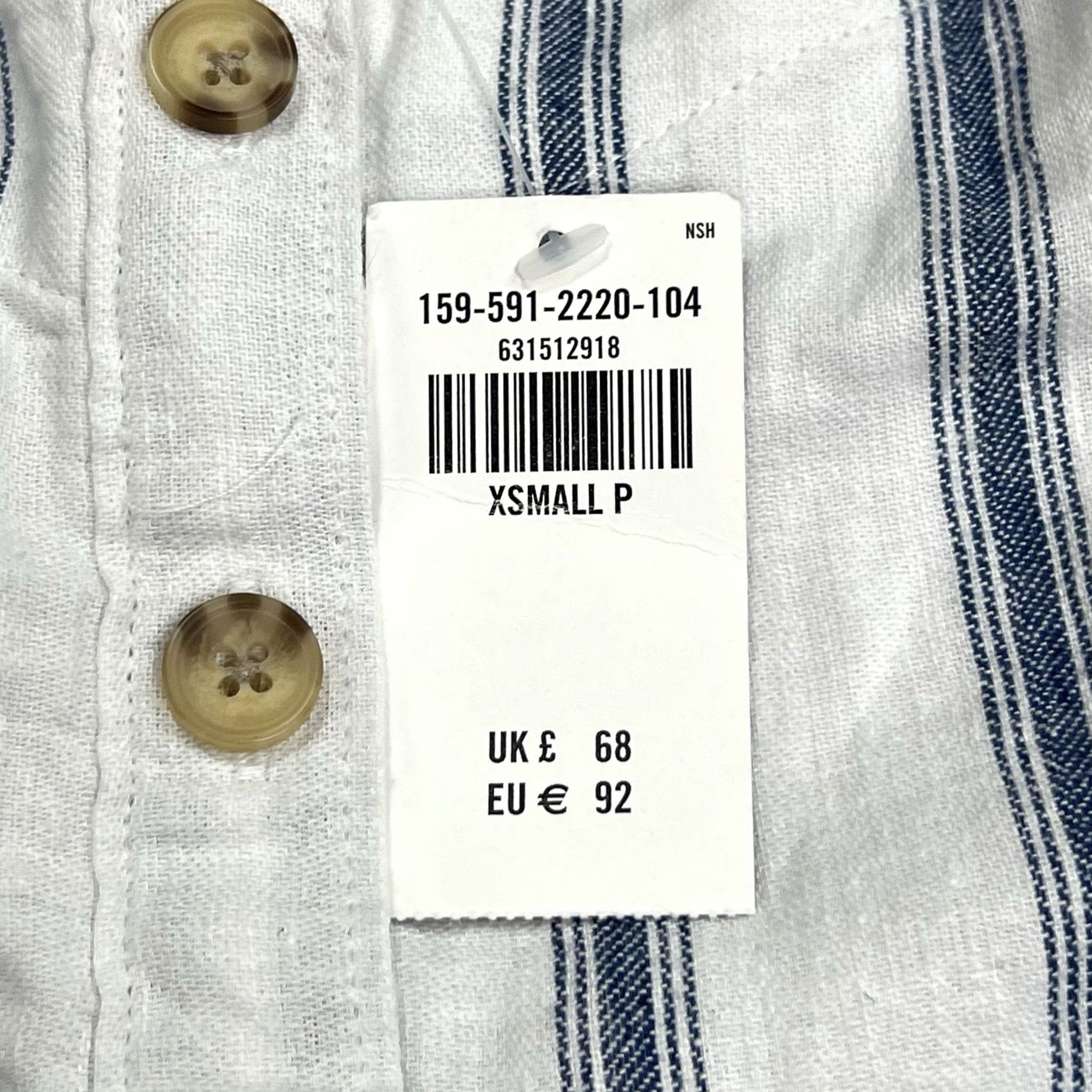 Abercrombie & Fitch VINTAGE Abercrombie Fitch Dress XSP White Blue Stripe Linen Blend Pockets Lined Knee NWT Size XS / US 0-2 / IT 36-38 - 4 Thumbnail