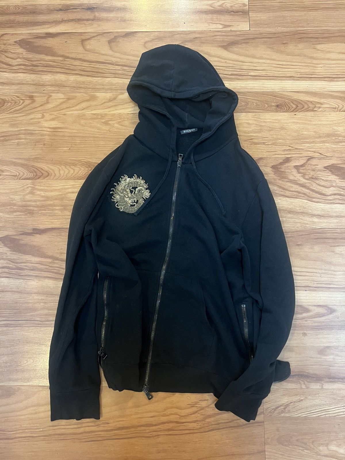 image of Balmain Patch Hoodie in Navy, Men's (Size 2XL)