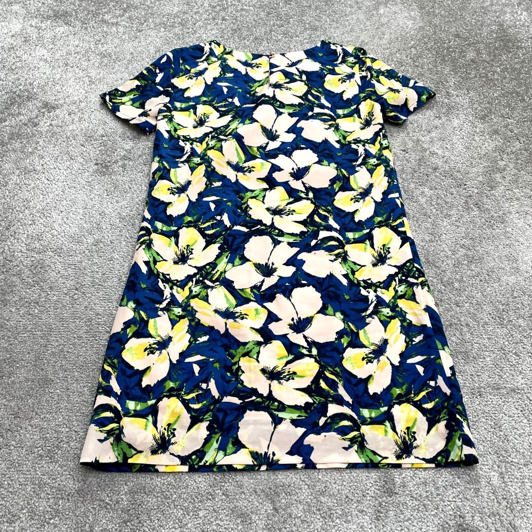 J.Crew J. Crew Floral Shift Midi Dress Womens 00 Blue Lined Short Sleeve Work Casual Size 24" / US 00 / IT 34 - 2 Thumbnail