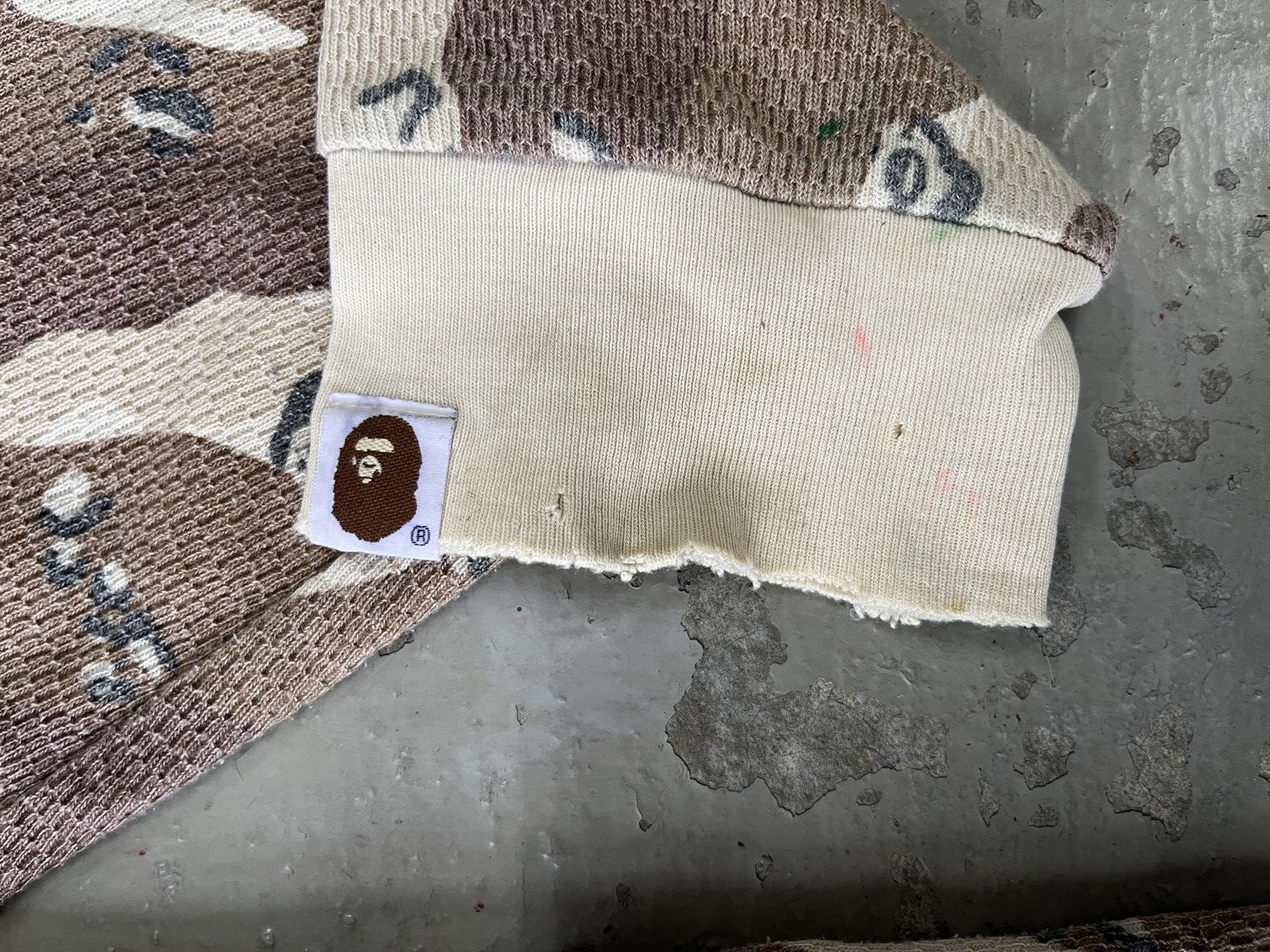 Bape Thrashed Distressed Color Camo Thermal Long Sleeve Tee