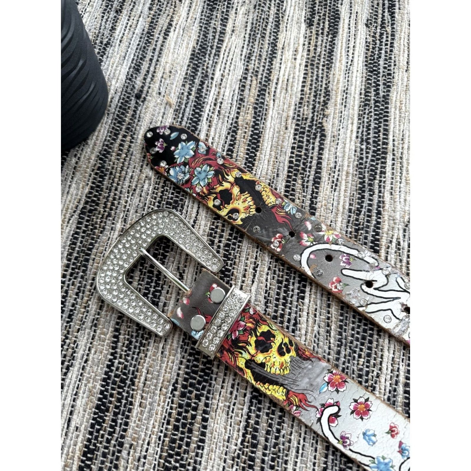 Ed Hardy VINTAGE Ed Hardy CHRISTIAN AUDIGIER EAGLE LEATHER STUDDED BELT 115 cm Y2K GOTH Mens Size ONE SIZE - 2 Thumbnail