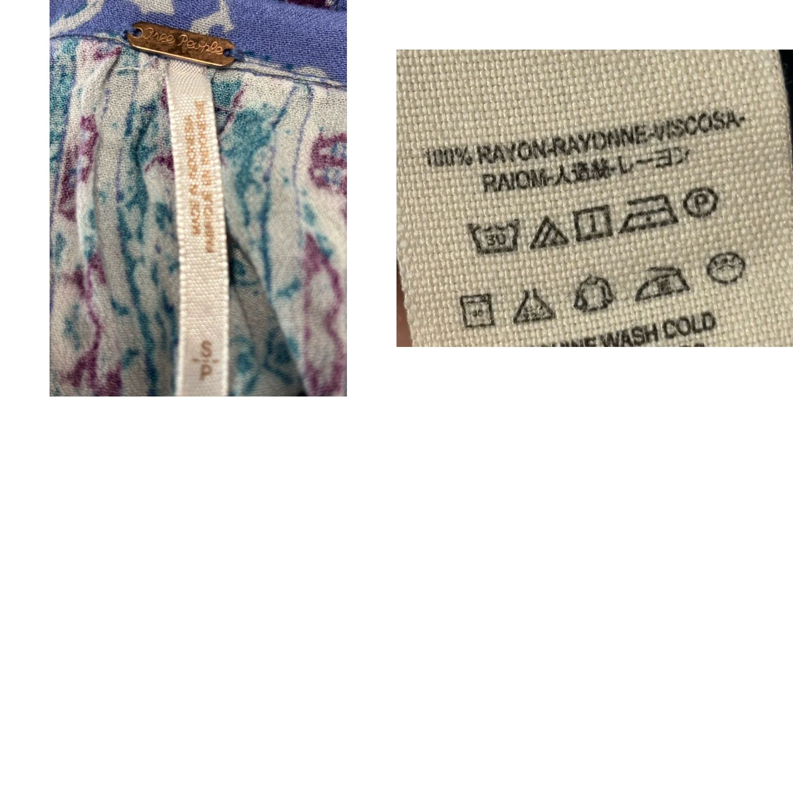 Free People VINTAGE Free People Tunic Blouse Womens Small Bohemian Peasant Long Sleeve Bell Sleeves Rayon Blue 90s Casual Size S / US 4 / IT 40 - 8 Thumbnail