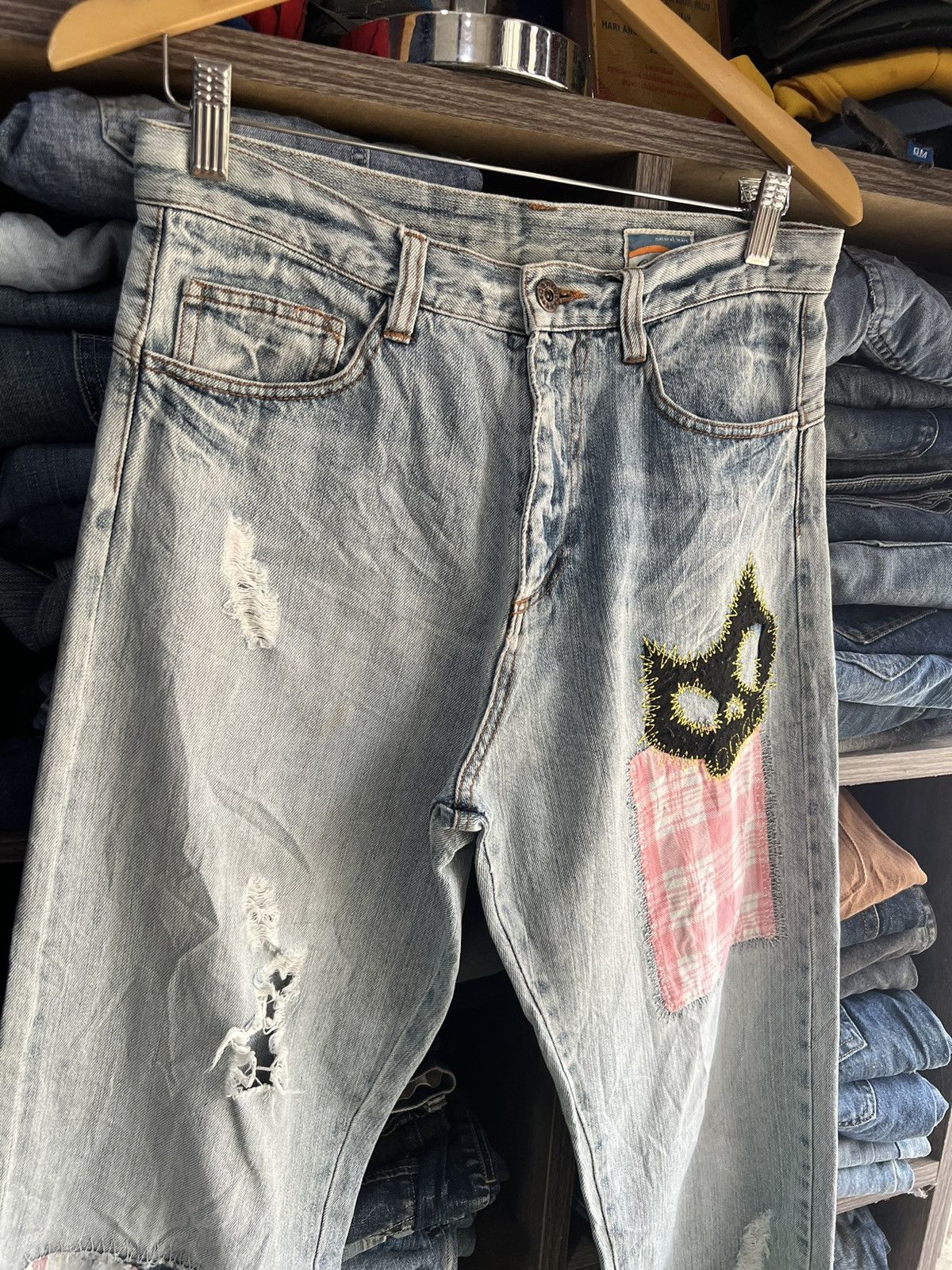 Japanese Brand 🔥Cantwo Patchwork Distressed Denim Size US 31 - 4 Thumbnail