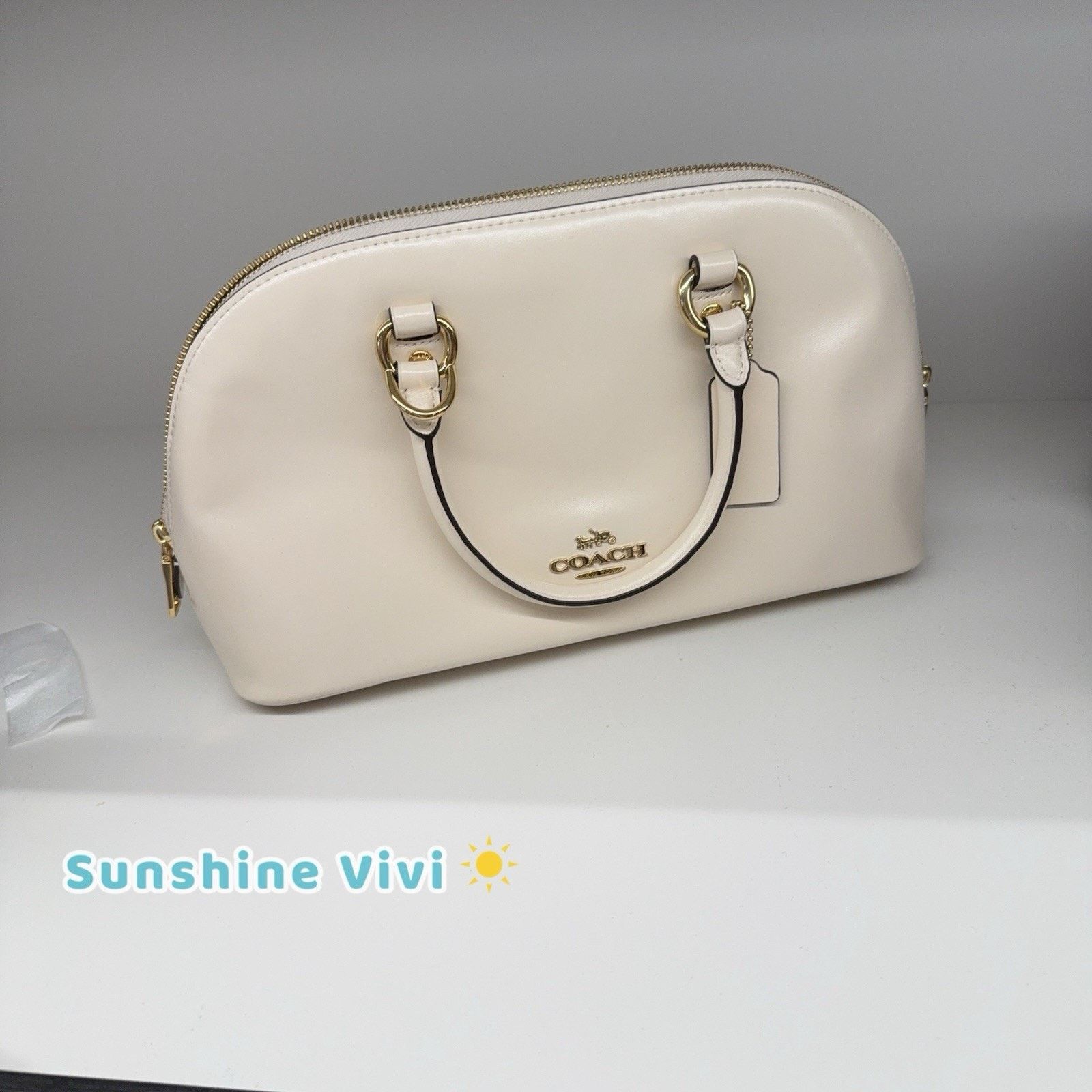 Coach NWT Coach Lara Bag Satchel Leather Handbag CDV19 Gold /Chalk Size ONE SIZE - 6 Thumbnail