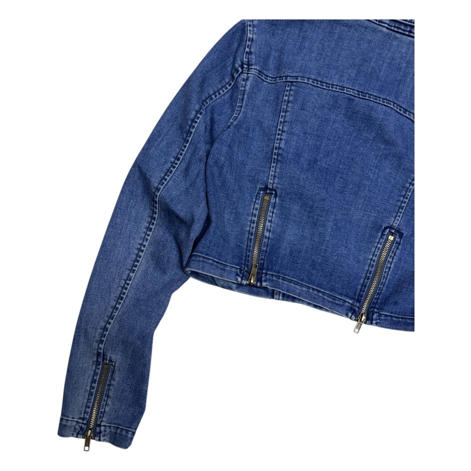 Free People FREE PEOPLE Designer CROPPED Denim Blue Jean Jacket Small Size S / US 4 / IT 40 - 5 Thumbnail