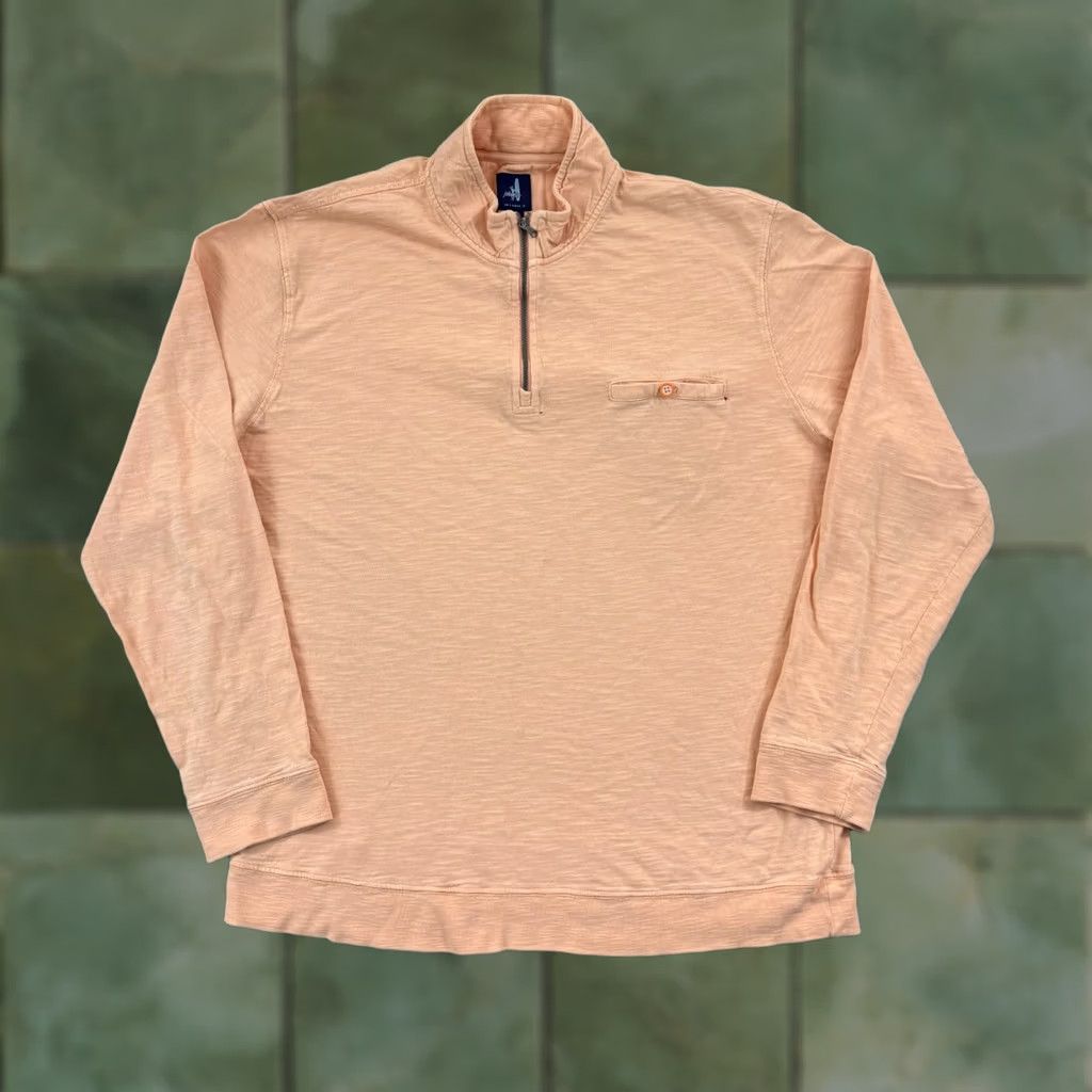johnnie-O johnnie-O Shirt Mens XL Peach Long Sleeve 1/4 Zip Pocket Surf Pullover Preppy Size US XL / EU 56 / 4 - 1 Thumbnail