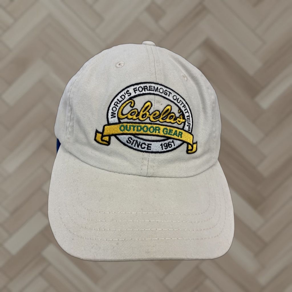 Vintage CABELA'S Adjustable Baseball Cap Hat - One Size - White - Outdoors Theme - Mens Size ONE SIZE - 1 Thumbnail