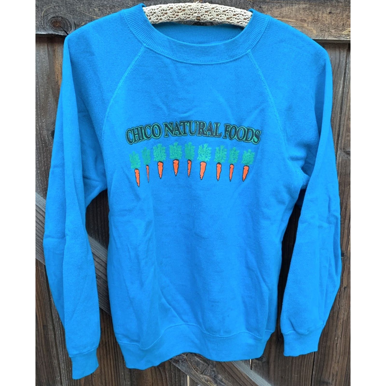 Hanes VINTAGE Hanes Raglan Sweatshirt Carrot Carrots 80s City Nature Blue Wool Blend Cotton 50/50 Graphic Print Pullover Men M Size US M / EU 48-50 / 2 - 2 Thumbnail