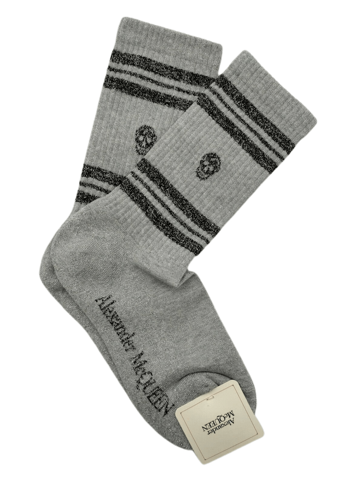 Alexander McQueen Women's Light Grey Metallic Mid-Calf Socks M Size ONE SIZE - 1 Thumbnail