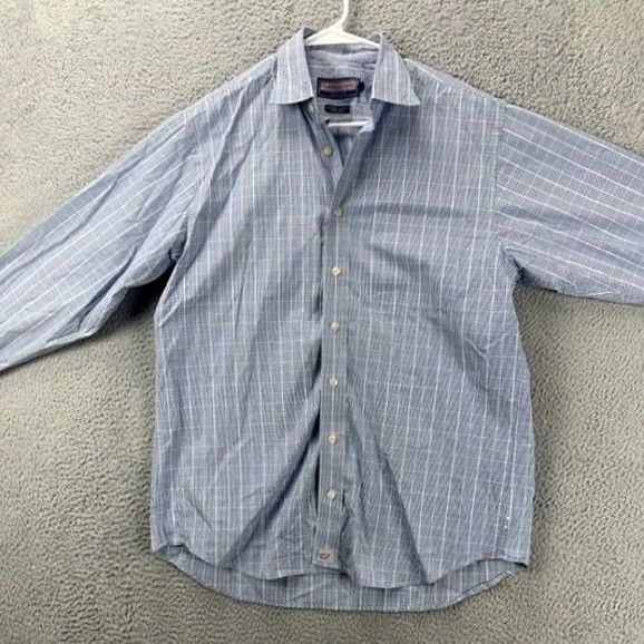 Vineyard Vines Vineyard Vines Button Up Shirt Mens Medium Burgee Blue Plaid Whale Long Sleeve Size US M / EU 48-50 / 2 - 2 Thumbnail