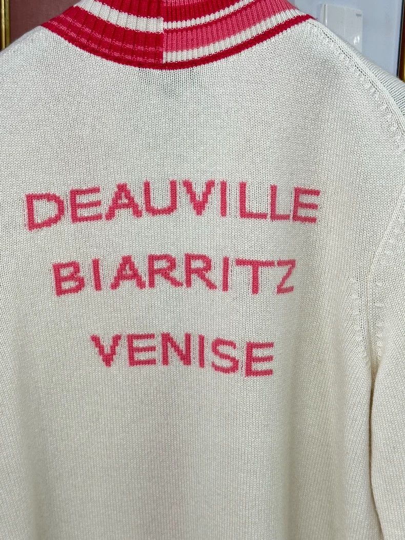 Chanel Chanel Pink and white color-blocked V-neck cashmere cardig Size XS / US 0-2 / IT 36-38 - 5 Thumbnail