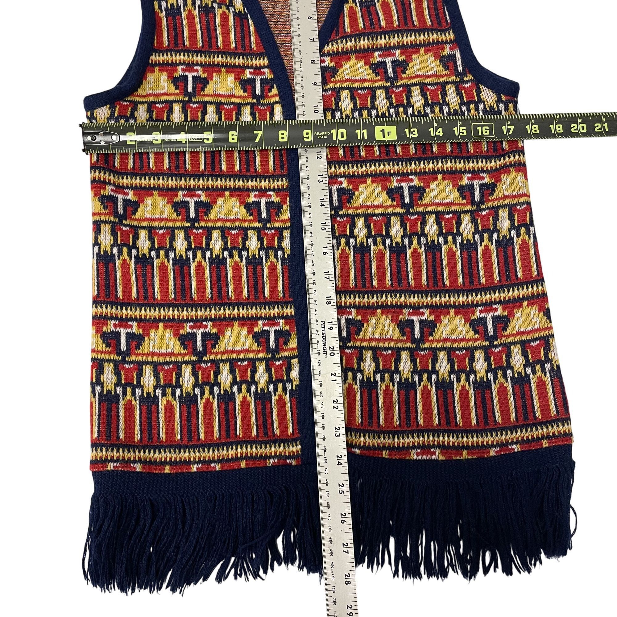 Other Vtg Bright Red Yellow TRIBAL Mayan Pyramid Knit Vest Size US S / EU 44-46 / 1 - 4 Thumbnail