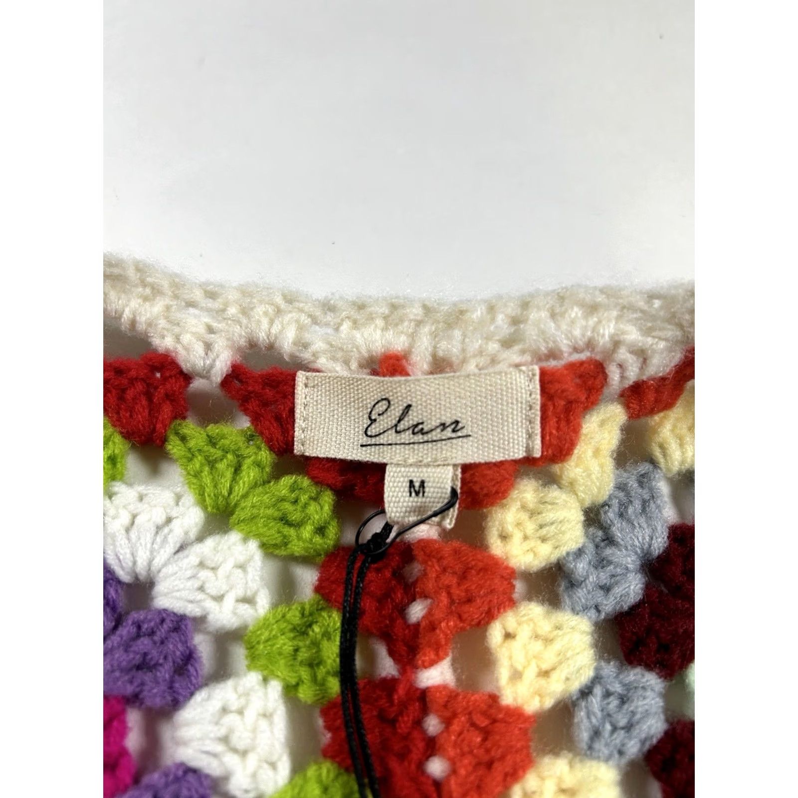 Vintage Elan Cardigan Womens M Rainbow Patchwork Boho Cottagecore Crochet Granny Square Size M / US 6-8 / IT 42-44 - 5 Thumbnail