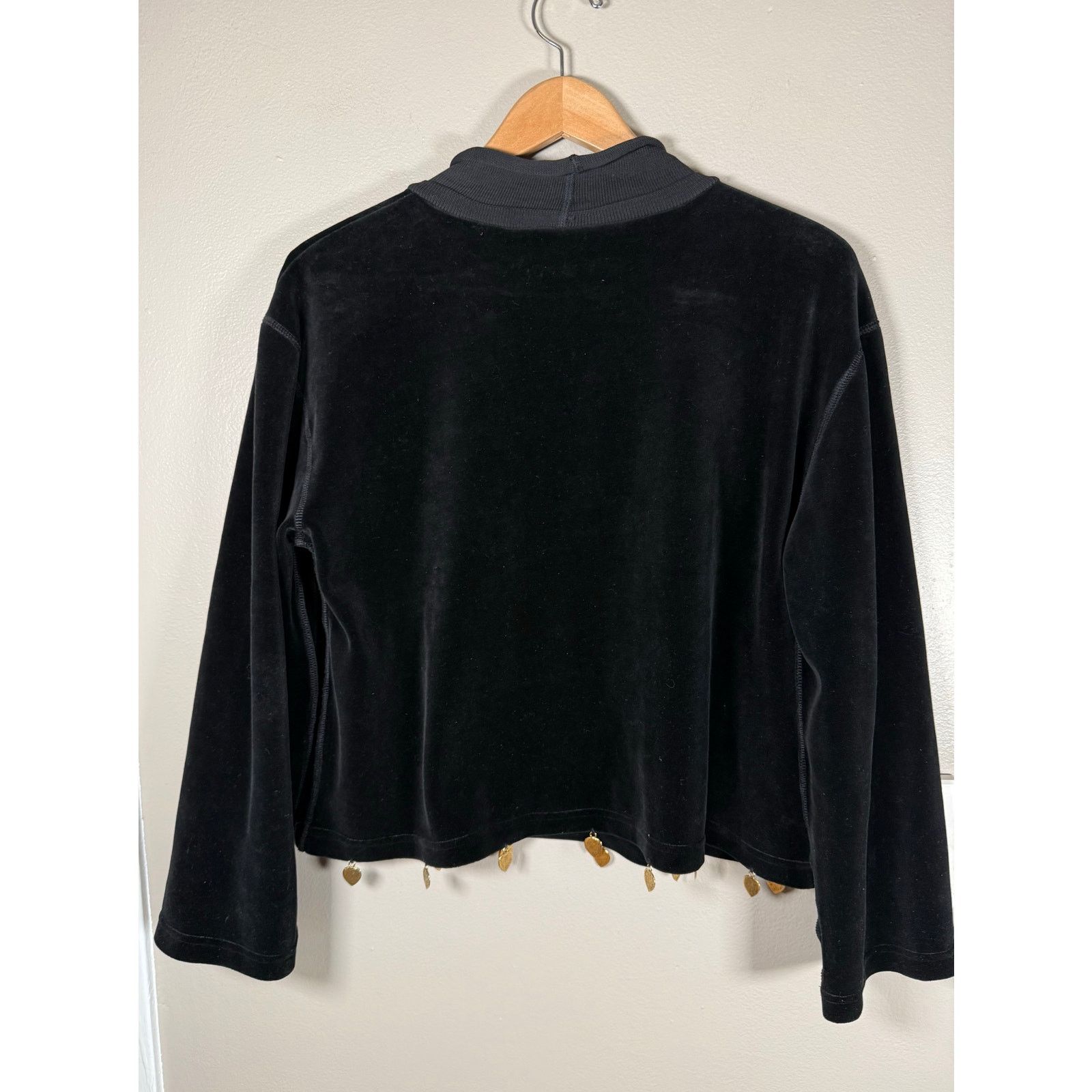 Sonia Rykiel Sonia Rykiel Velvet Funnel Neck Top w/Gold Heart Charms L Size L / US 10 / IT 46 - 6 Thumbnail