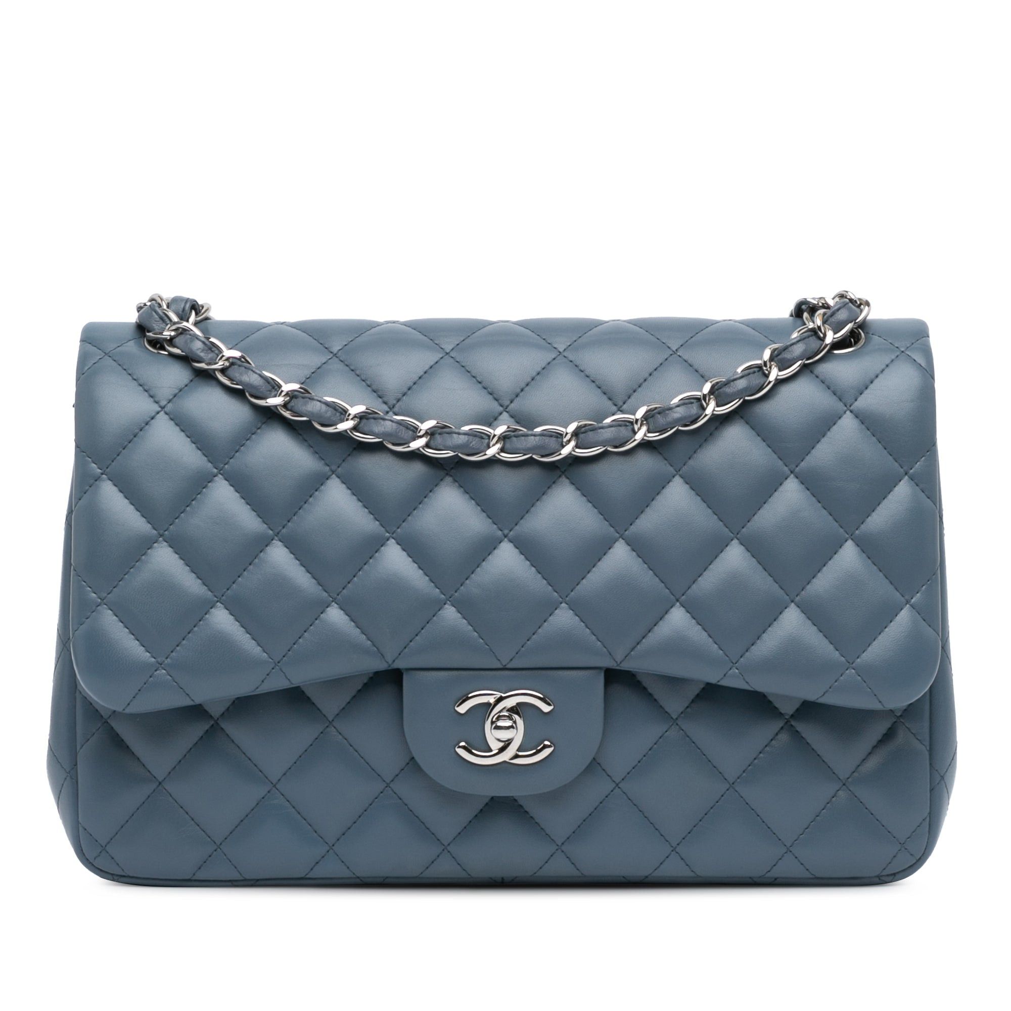 Chanel Chanel Jumbo Classic Lambskin Double Flap Blue Size ONE SIZE - 1 Thumbnail
