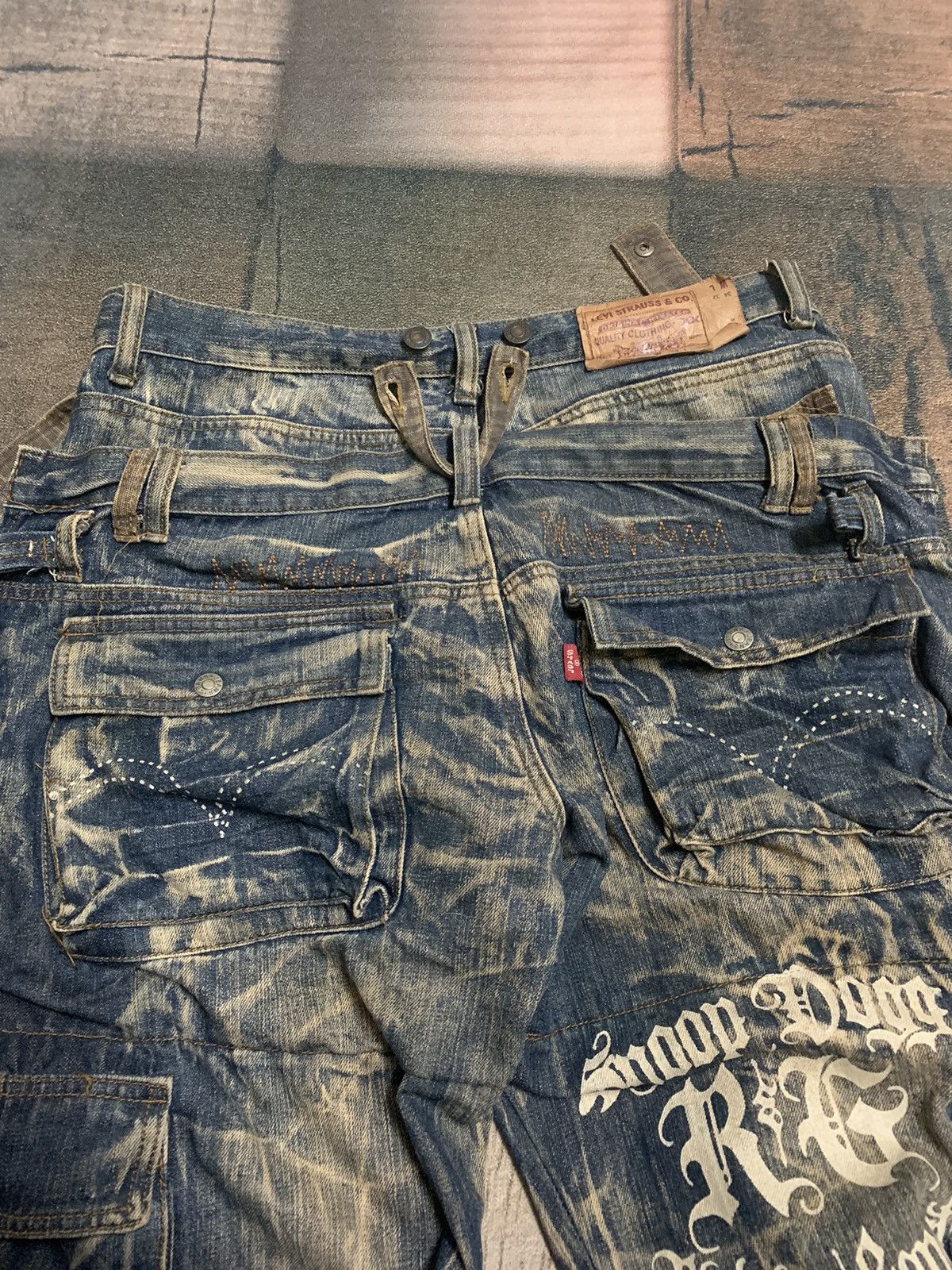 RUSTY LEVIS CARGO CUSTOM DOUBLE WAIST PUNK DESIGNER INSPIRED