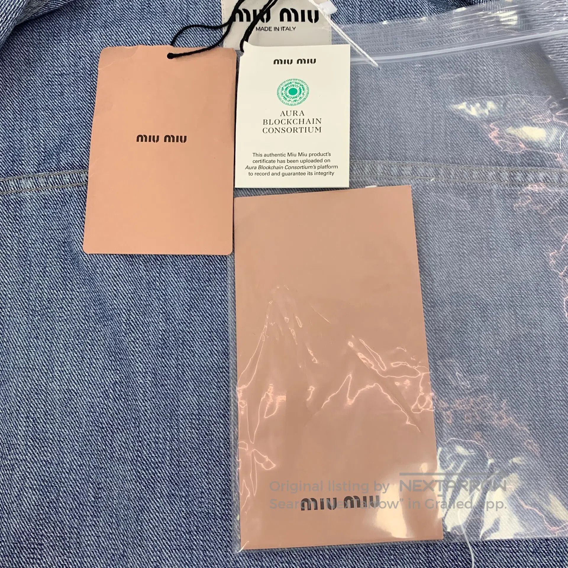 Miu Miu Miu Miu Dark Blue Washed Cotton Logo Letter Embroidered Si Size XS / US 0-2 / IT 36-38 - 7 Thumbnail