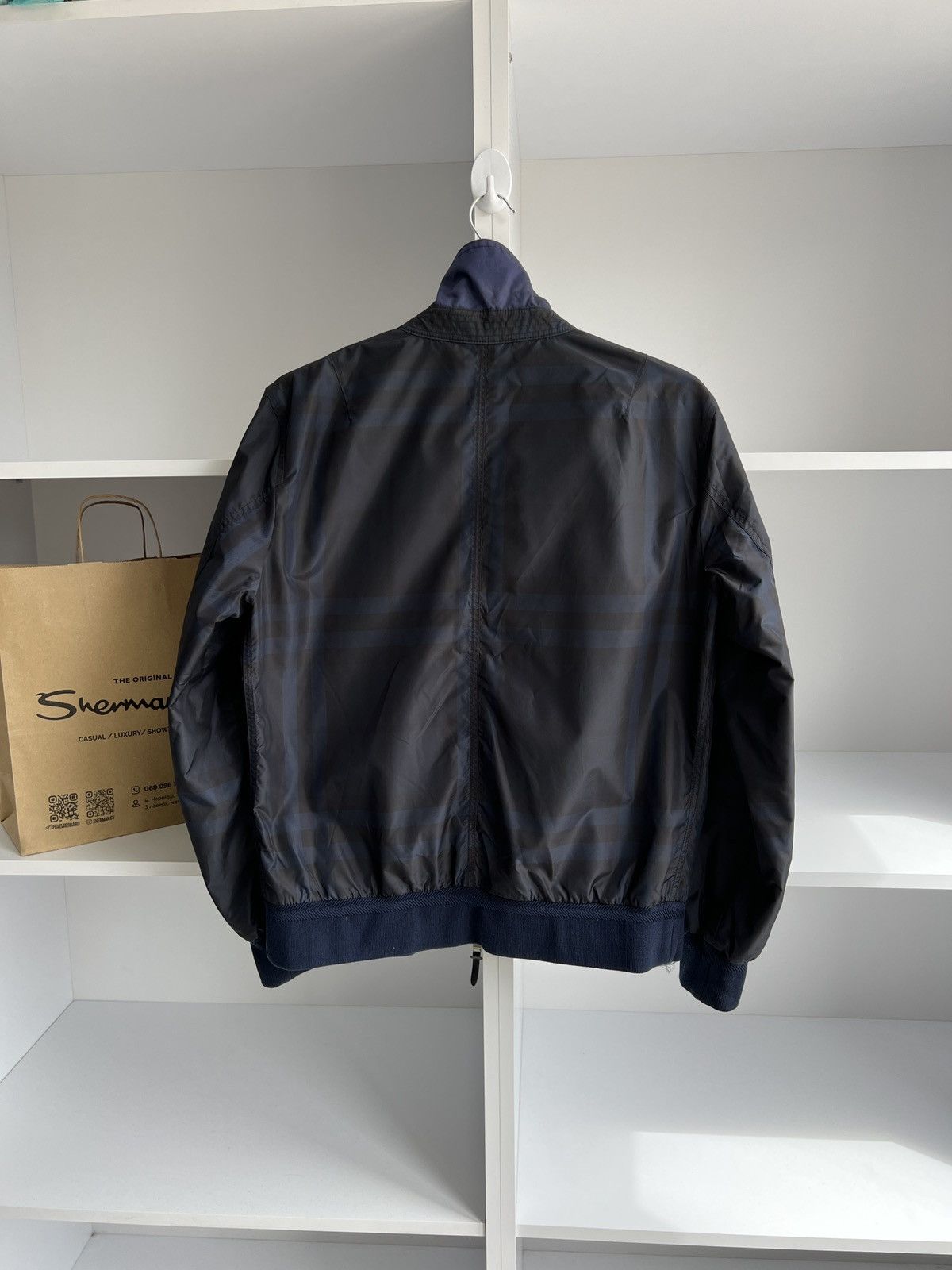 Vintage Burberry Blue Plaid Reversible Double-Zipper Jacket