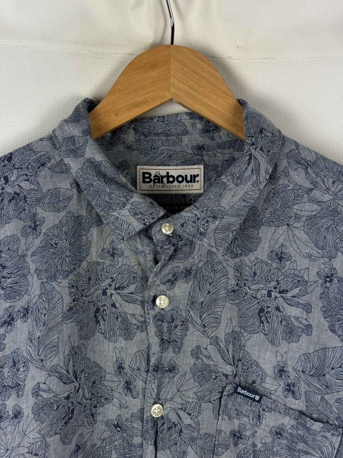 Barbour Barbour Lyocell Linen Overprinted Button Up Hawaiian Shirt Size US XL / EU 56 / 4 - 8 Thumbnail