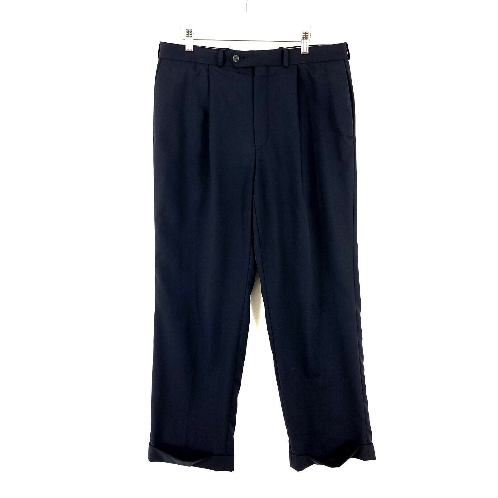 Polo Ralph Lauren Polo Ralph Lauren University Super 100s Wool Blue Pleated Cu Size 34R - 1 Thumbnail