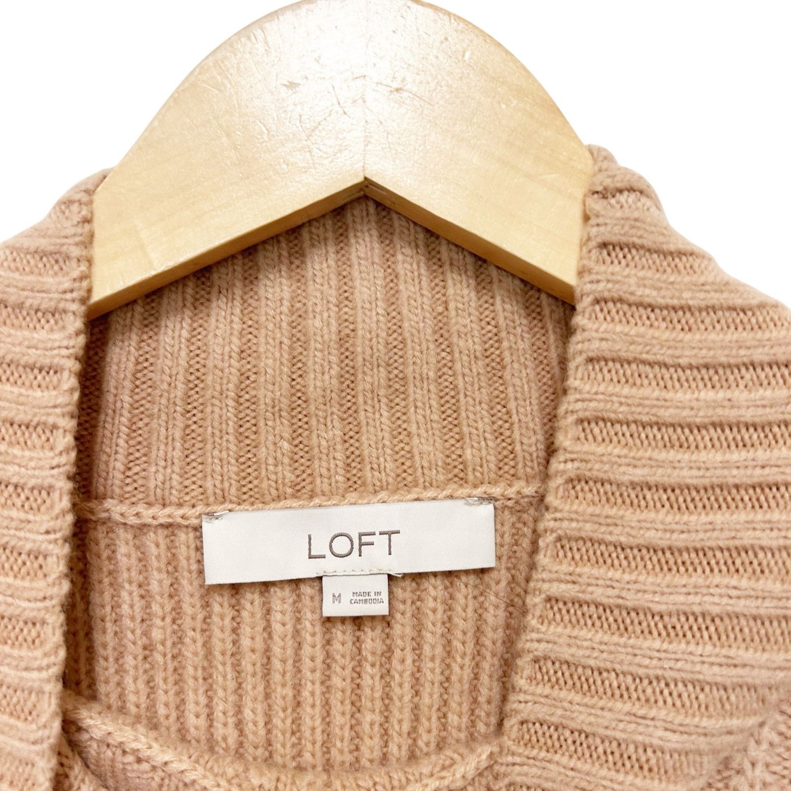 Loft Loft Tan Knit Wool Blend Mock Neck Sweater Sz M Size M / US 6-8 / IT 42-44 - 2 Thumbnail